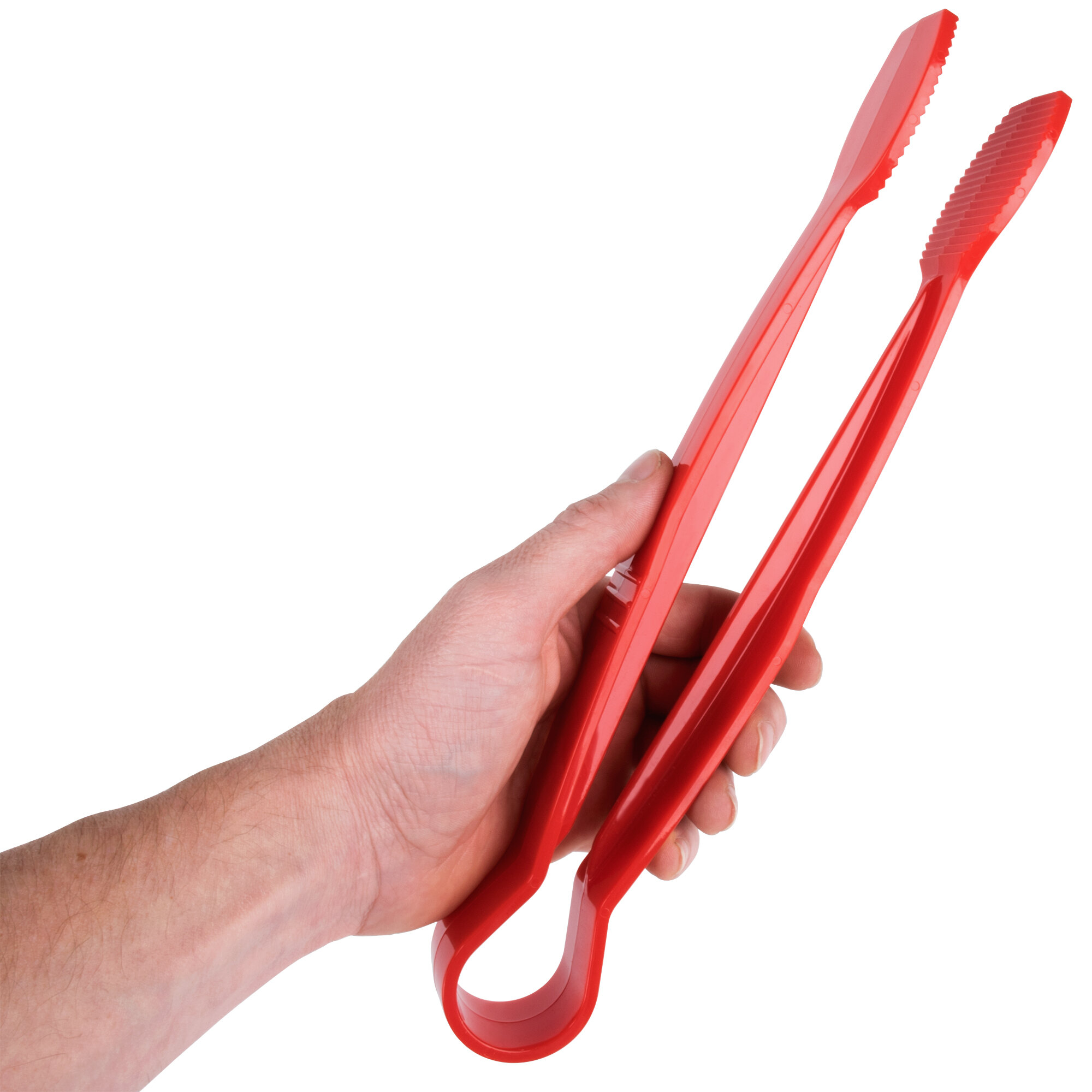 Red 12" Polycarbonate Flat Grip Tongs