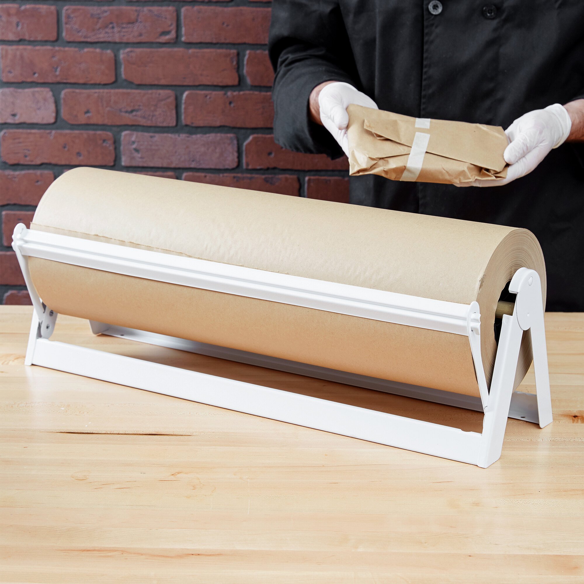 Bulman A50024GW Standard 24" White Steel AllInOne Paper Dispenser / Cutter with Straight Edge