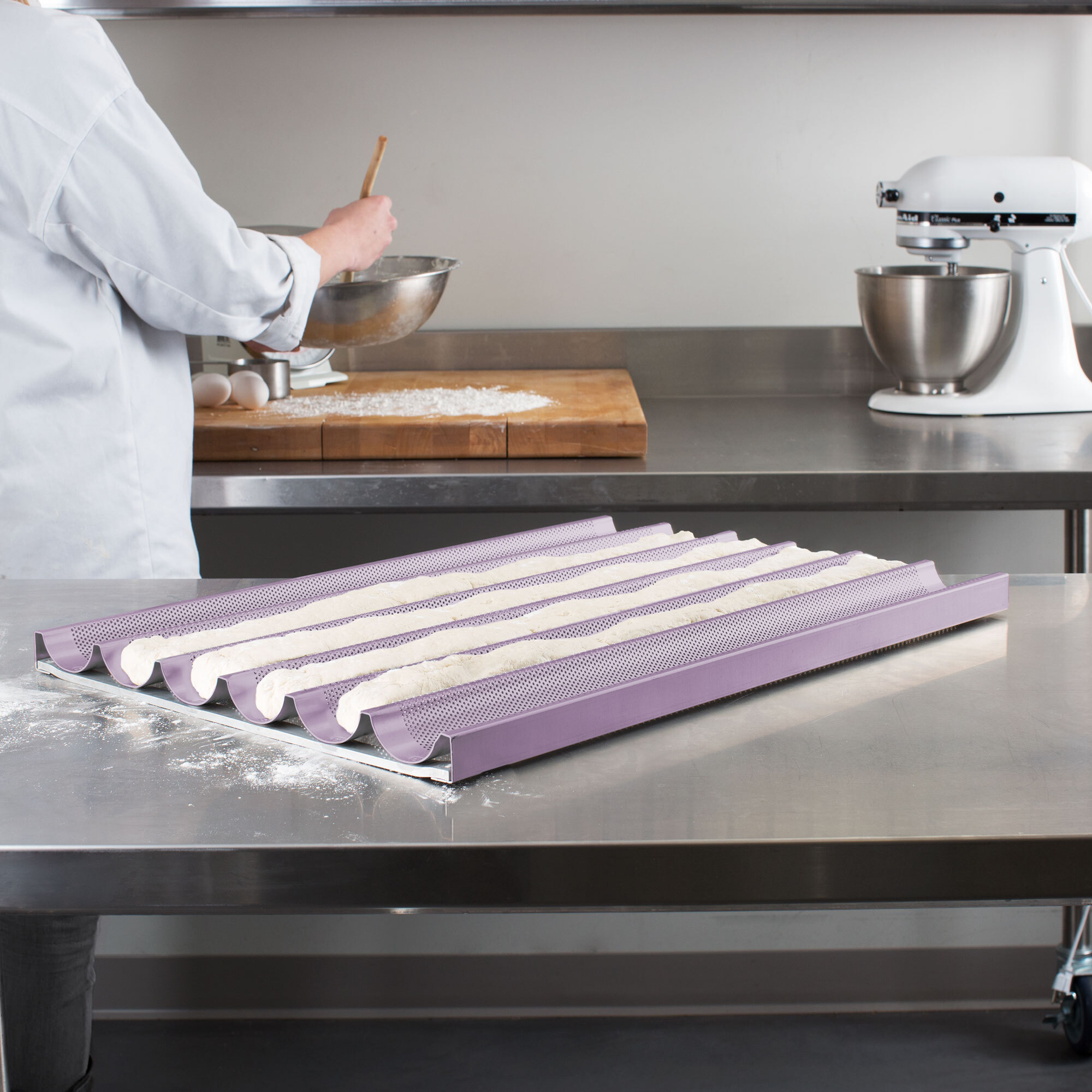 Chicago Metallic 69035 Allergen Management 5 Loaf Nonstick Aluminum UniLock Baguette / French