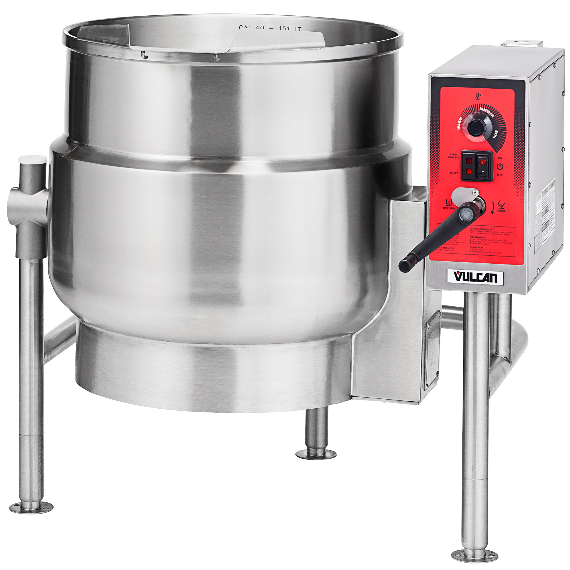 Vulcan K40ELT 40 Gallon Tilting 2/3 Steam Jacketed Electric Kettle