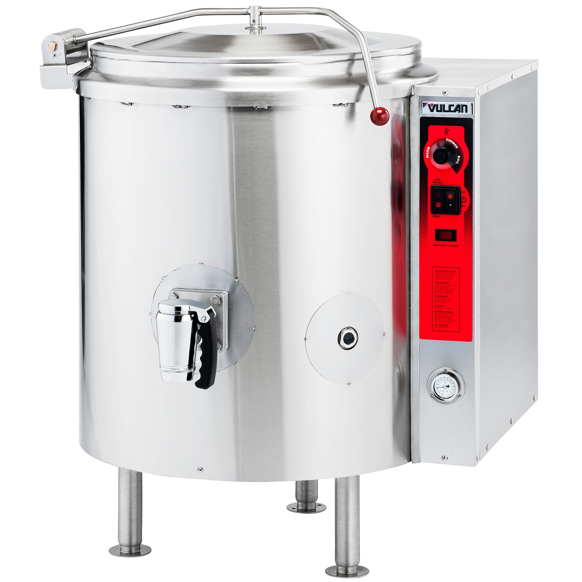 Vulcan K40GLNAT 40 Gal Steam Jacketed Kettle 100,000 BTU, Natural Gas