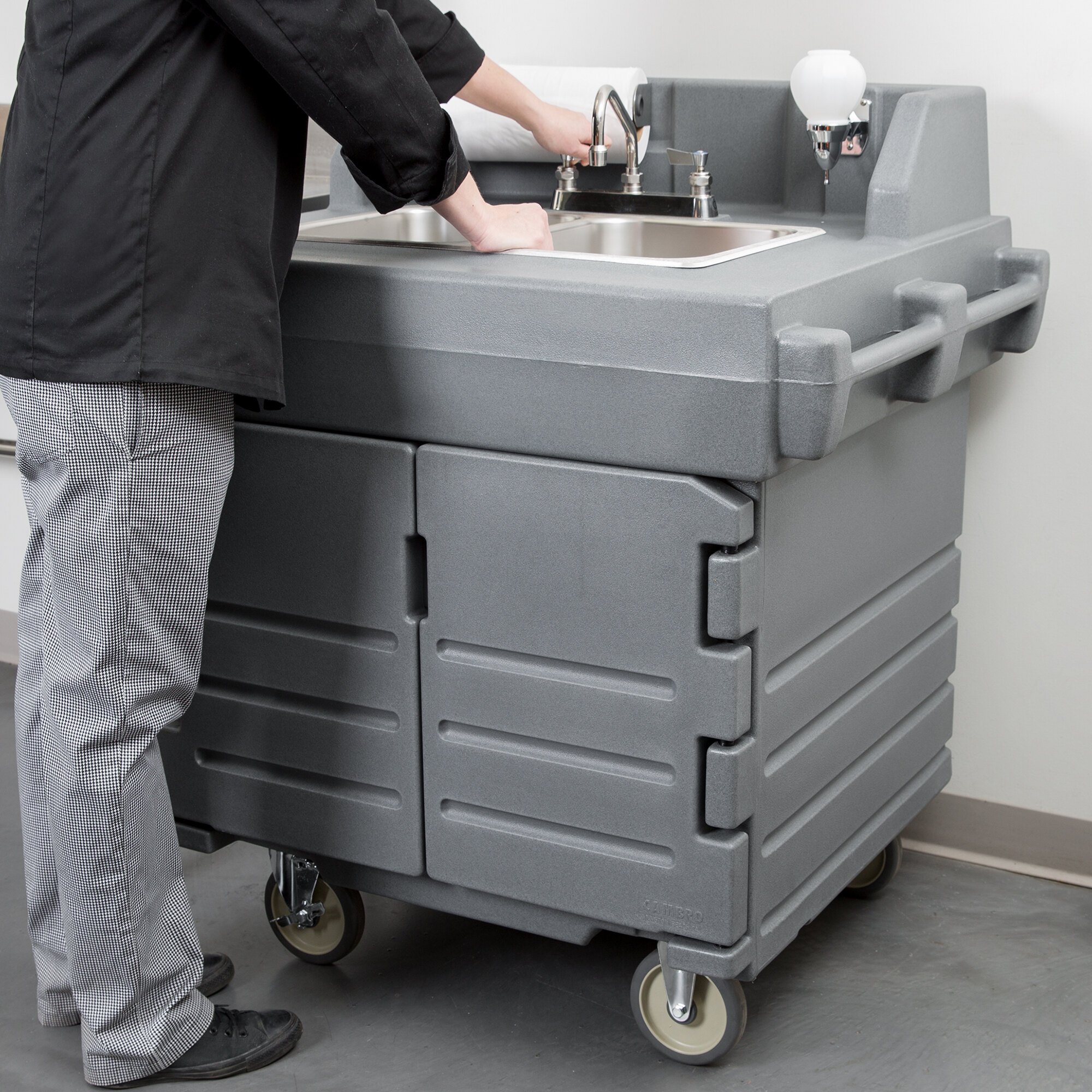 Cambro KSC402191 Granite Gray CamKiosk Portable SelfContained Hand
