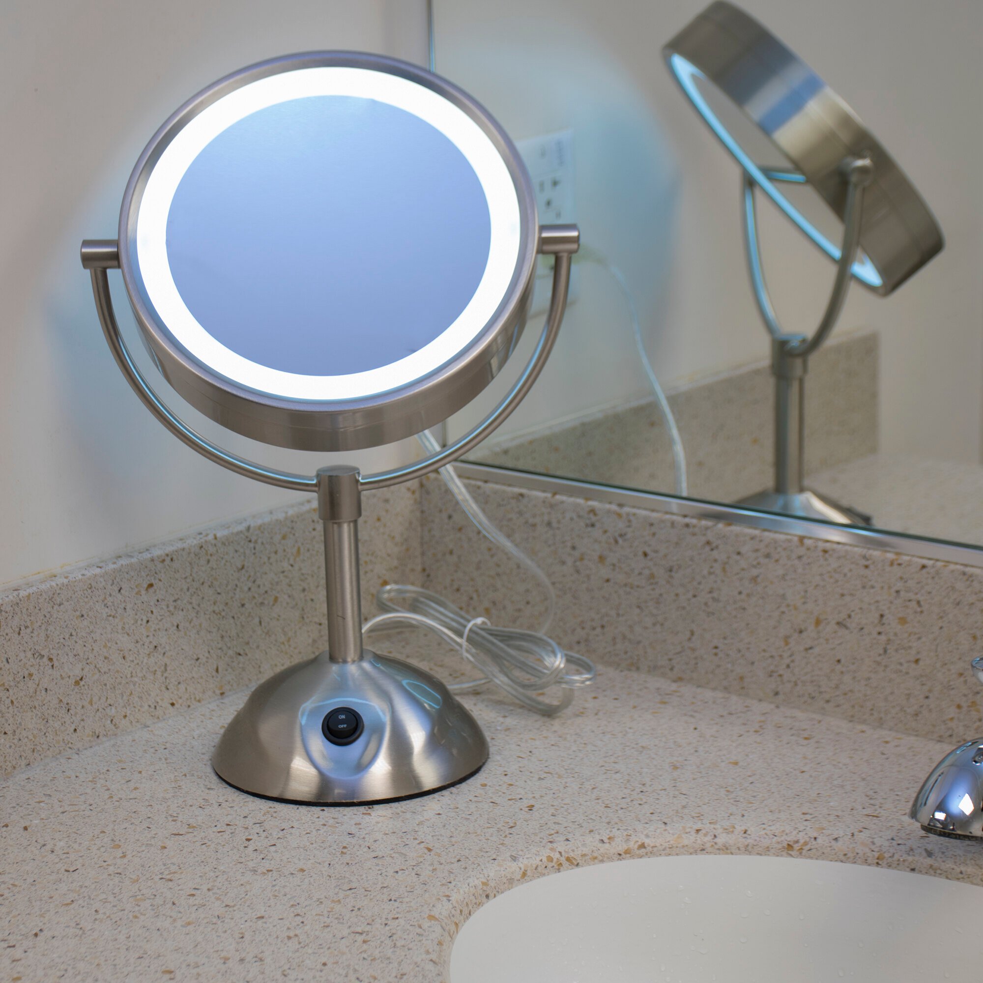 Conair BE119WH 8 1/2" Satin Nickel Freestanding LED Lighted Vanity