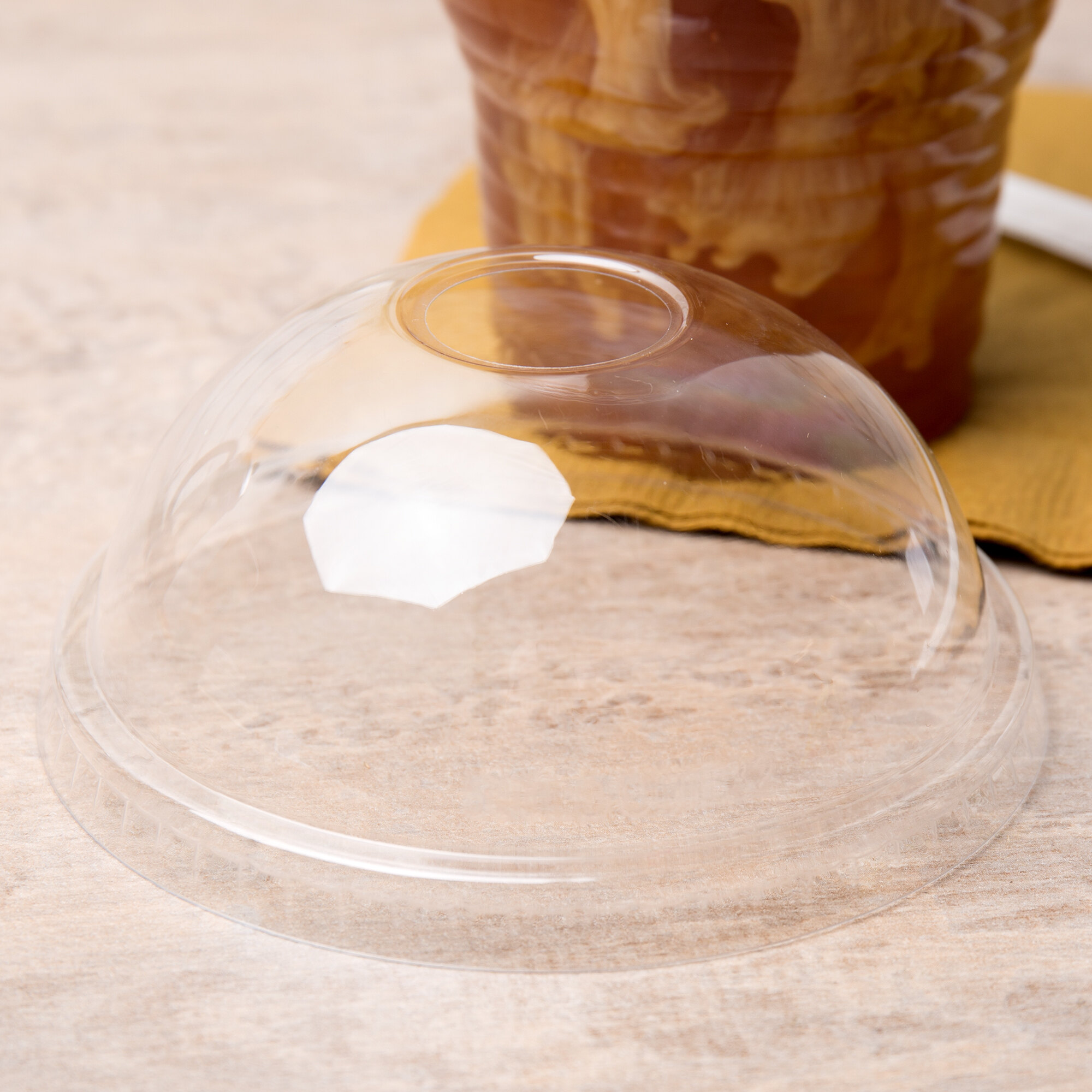 Choice 32 oz. Clear Plastic Dome Lid with Hole 50/Pack