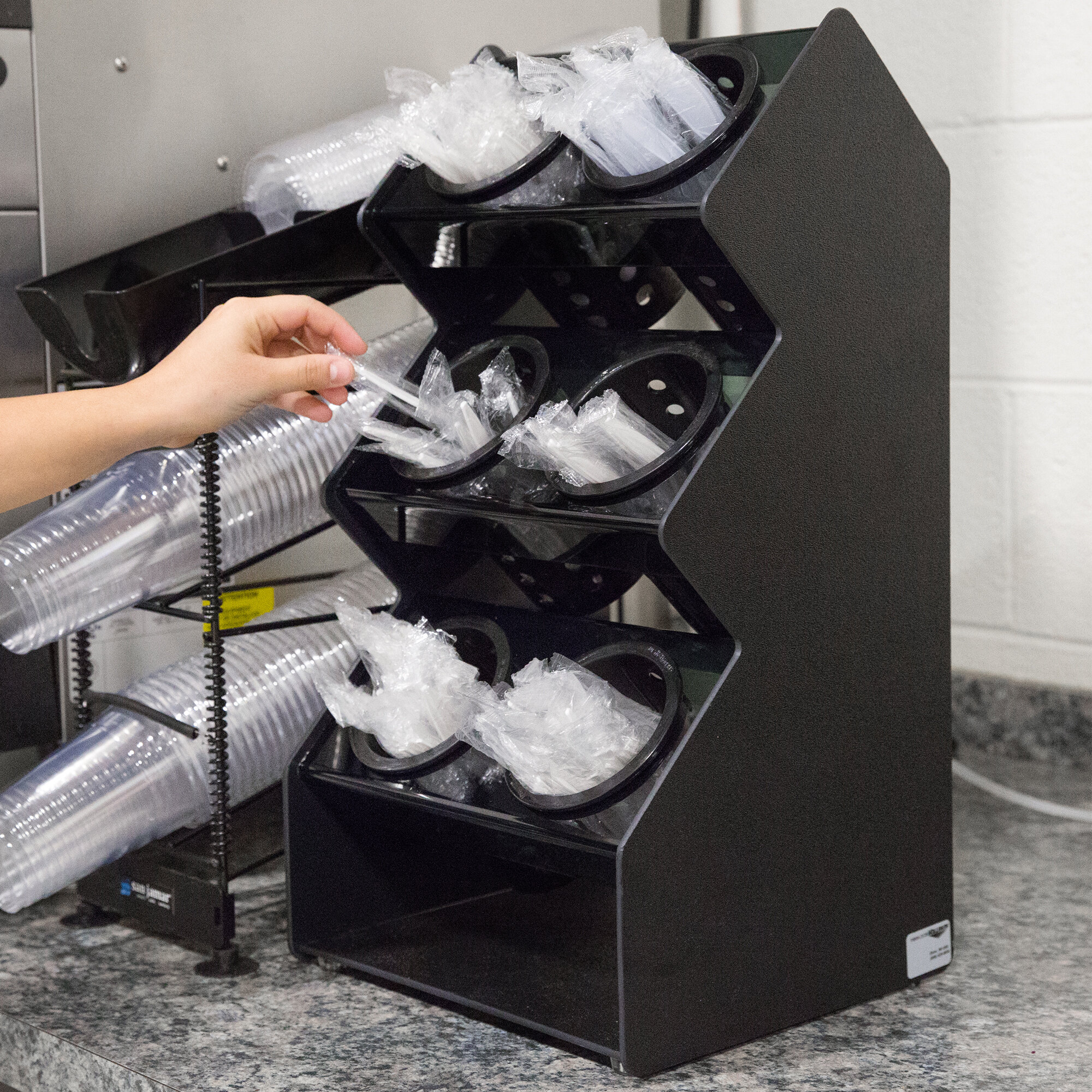 Vollrath FWVH3X2B Black Counterop 6Cylinder Vertical Flatware