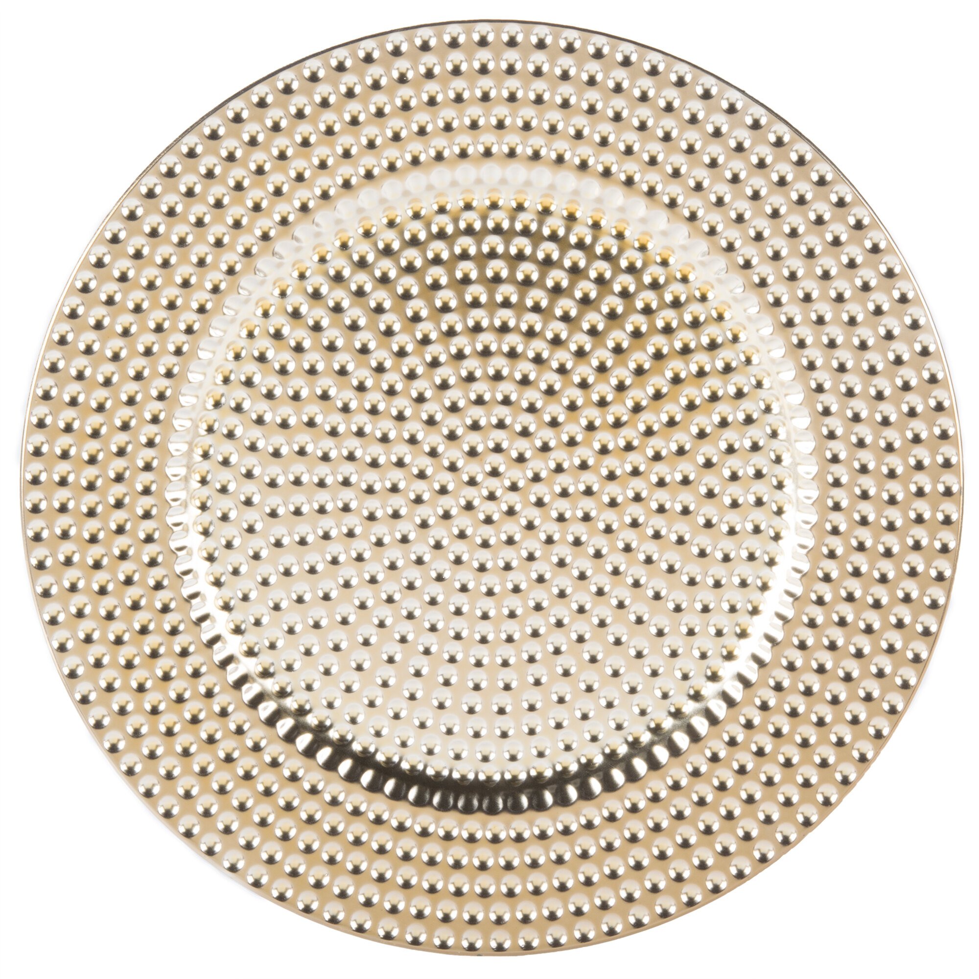 The Jay Companies 1270275 4 13 Round Gold Beaded Plastic Charger Plate