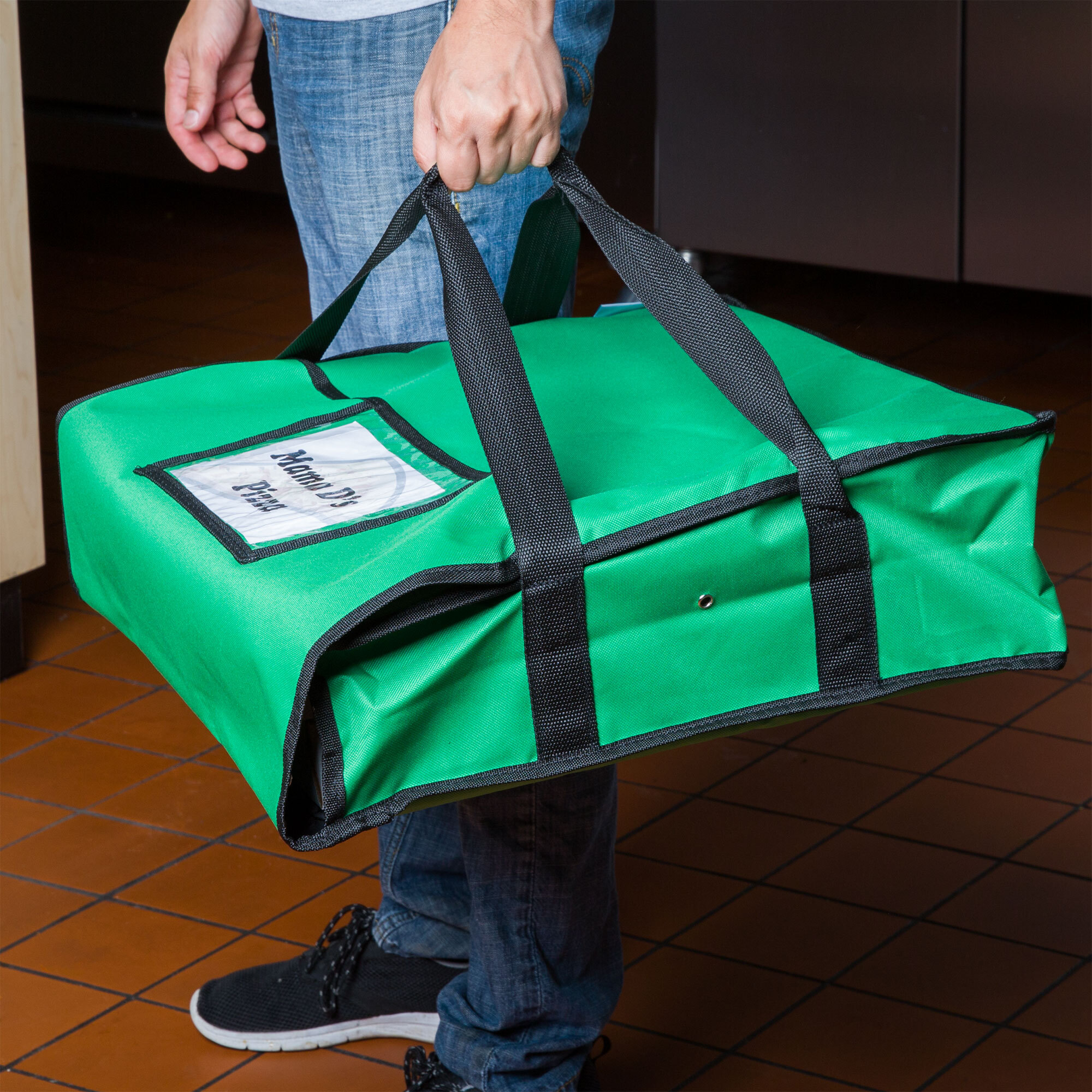 Choice Insulated Pizza Delivery Bag Green Nylon 18 X 18 X 5