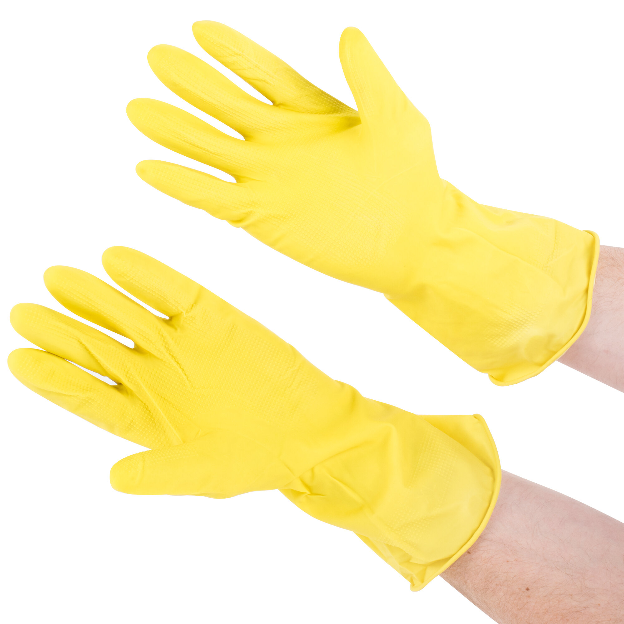 Extra Large MultiUse Yellow Rubber Fully Lined Gloves, Pair 12/Pack