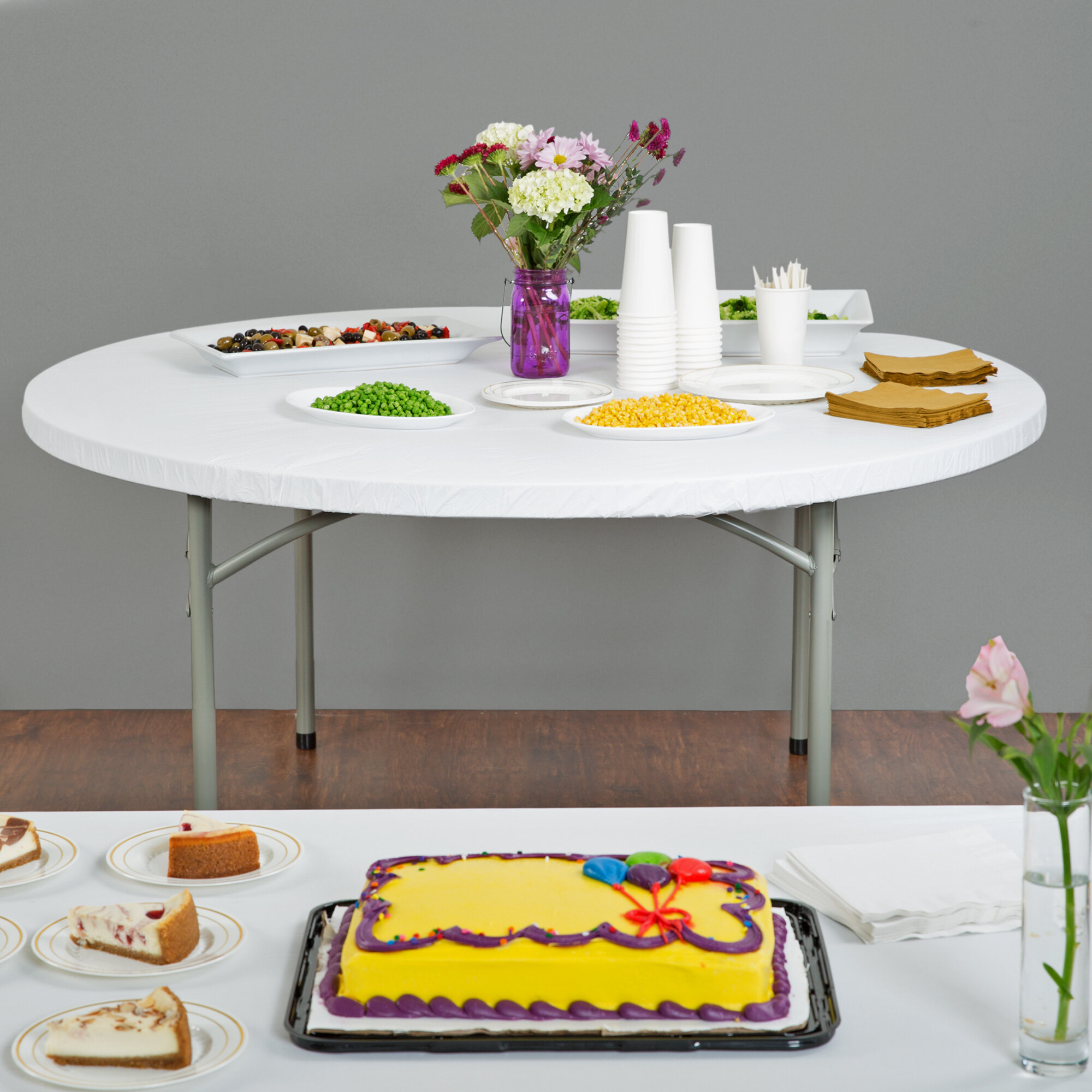 Creative Converting 37200 Stay Put White 60" Round Plastic Tablecloth