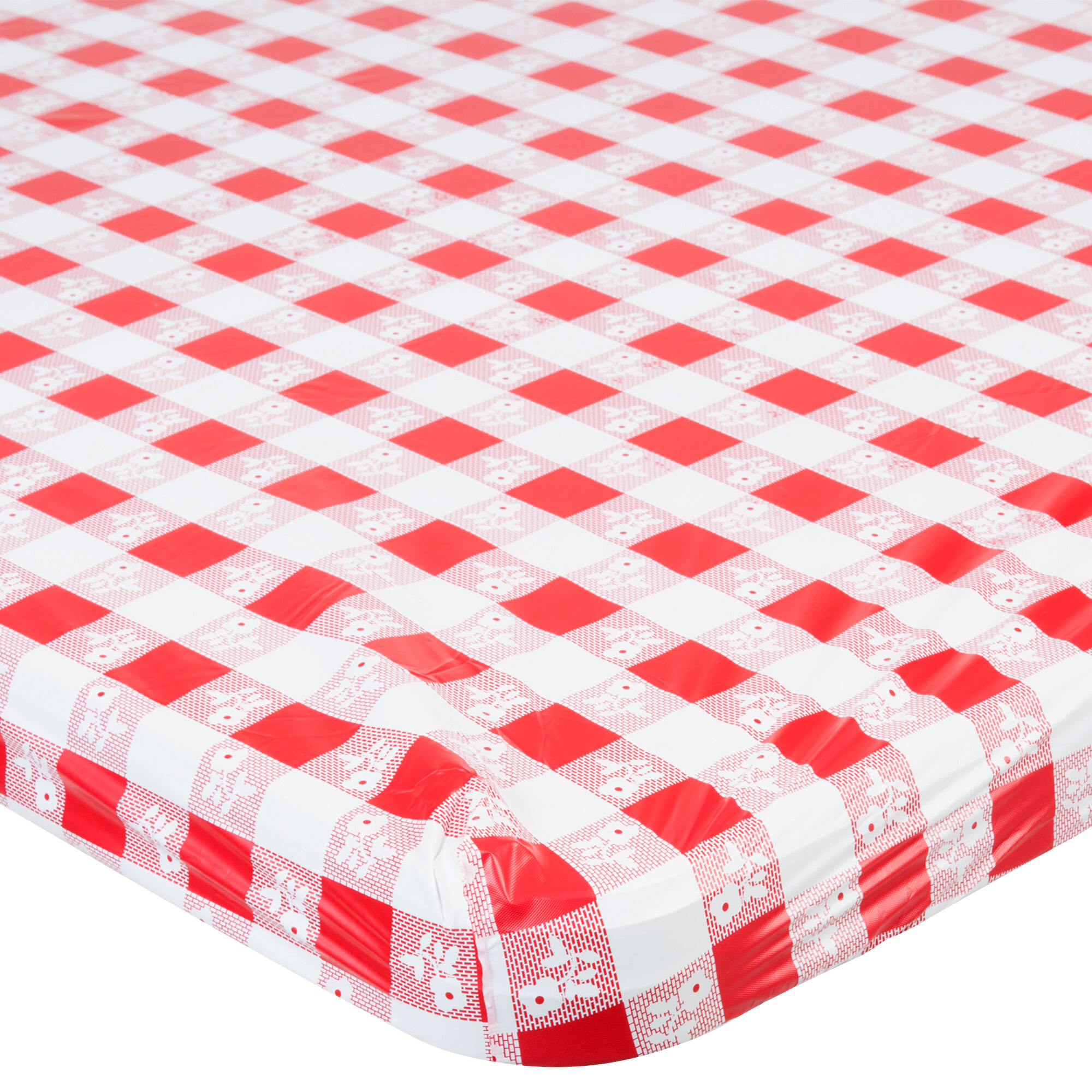 Creative Converting 37488 Stay Put Red Gingham 29" x 72" Rectangular