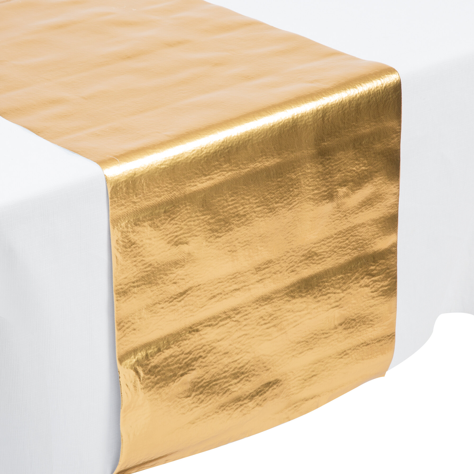 Creative Converting 317334 14" x 84" Metallic Gold Plastic Table Runner