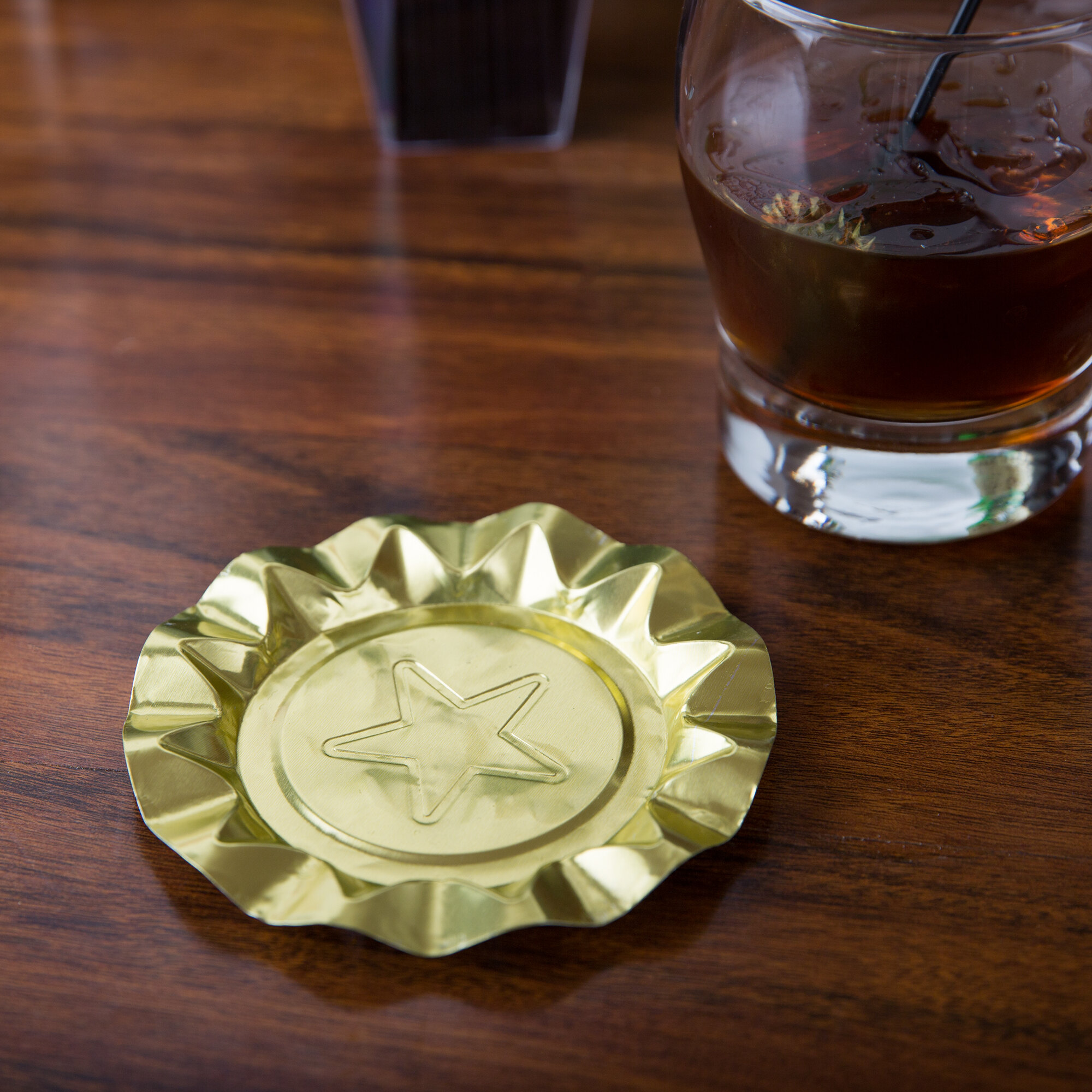 Royal Paper LA200P 4 1/8" Disposable Aluminum Foil Ashtray with Gold