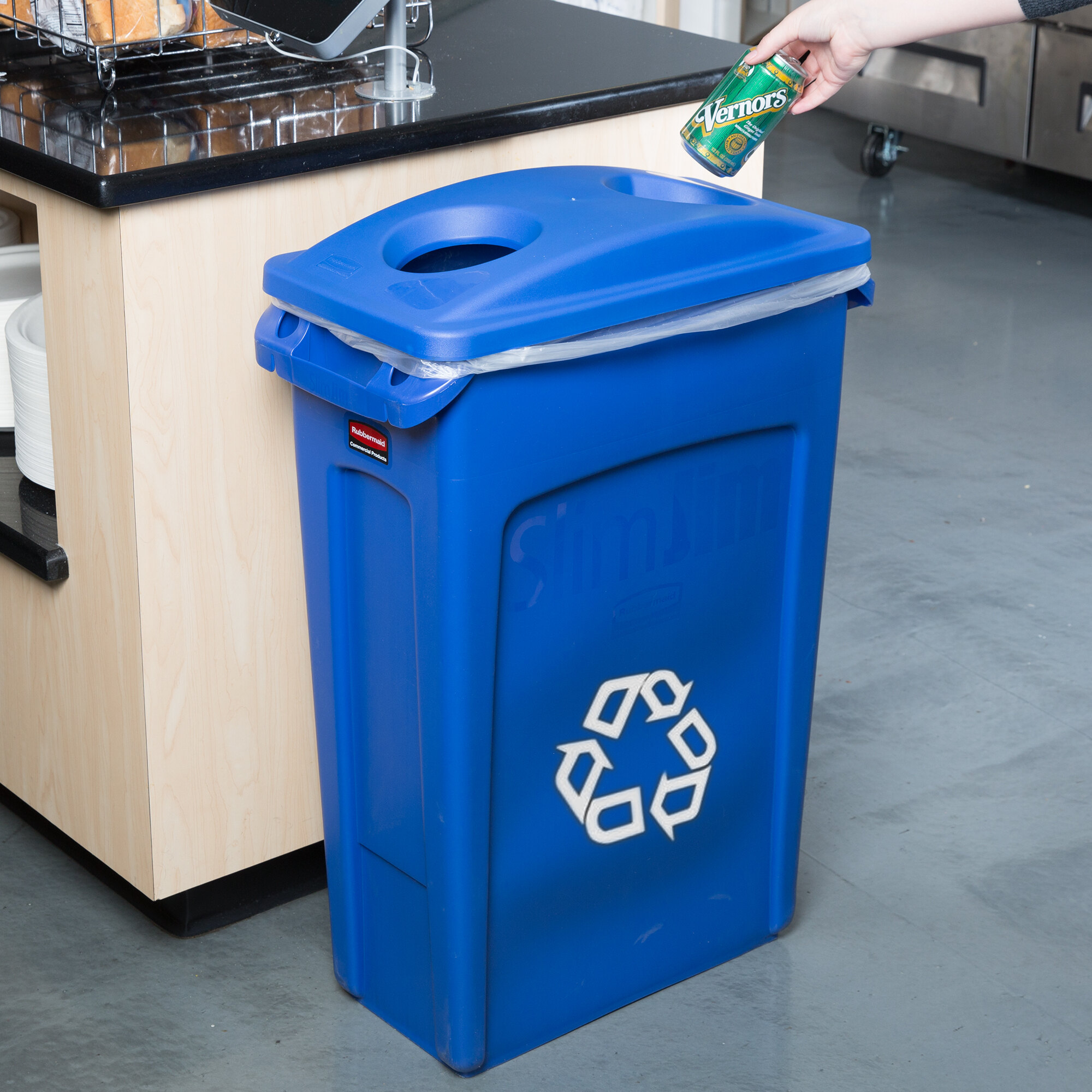 Rubbermaid Slim Jim 92 Qt. / 23 Gallon Blue Rectangular Recycling