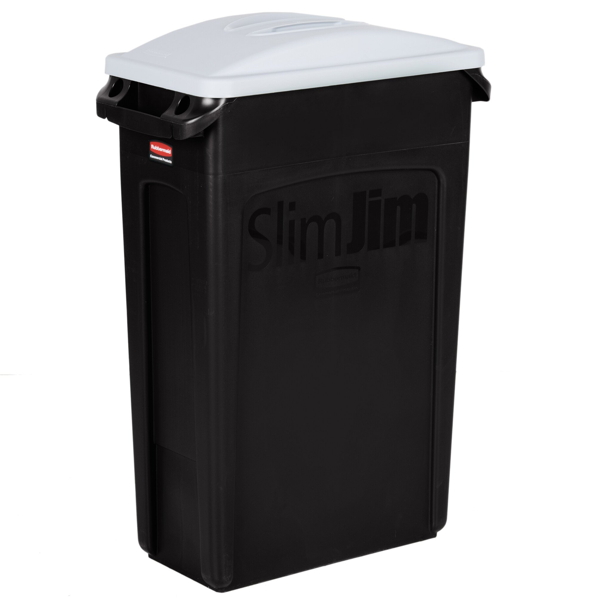 Rubbermaid Slim Jim 92 Qt. / 23 Gallon Black Rectangular Trash Can with