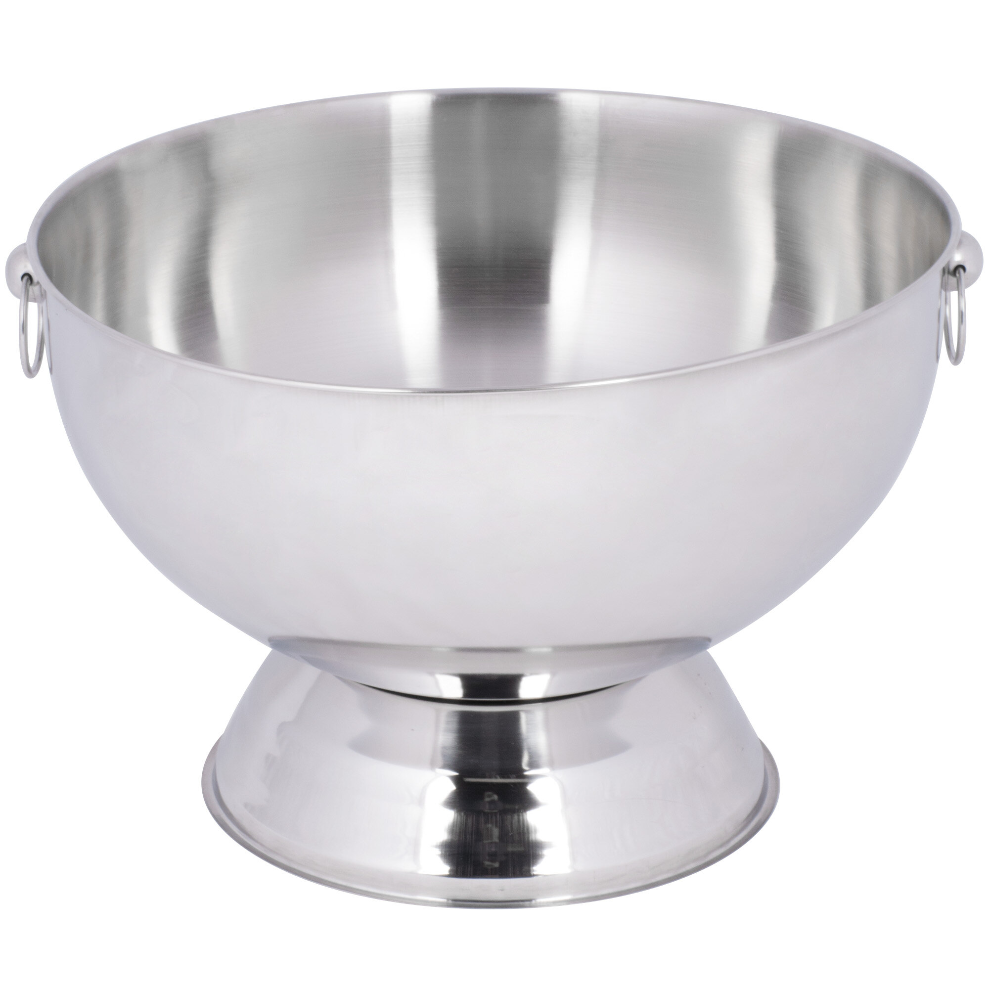 14 Qt. Stainless Steel Punch Bowl with Decorative Handle Rings and ...