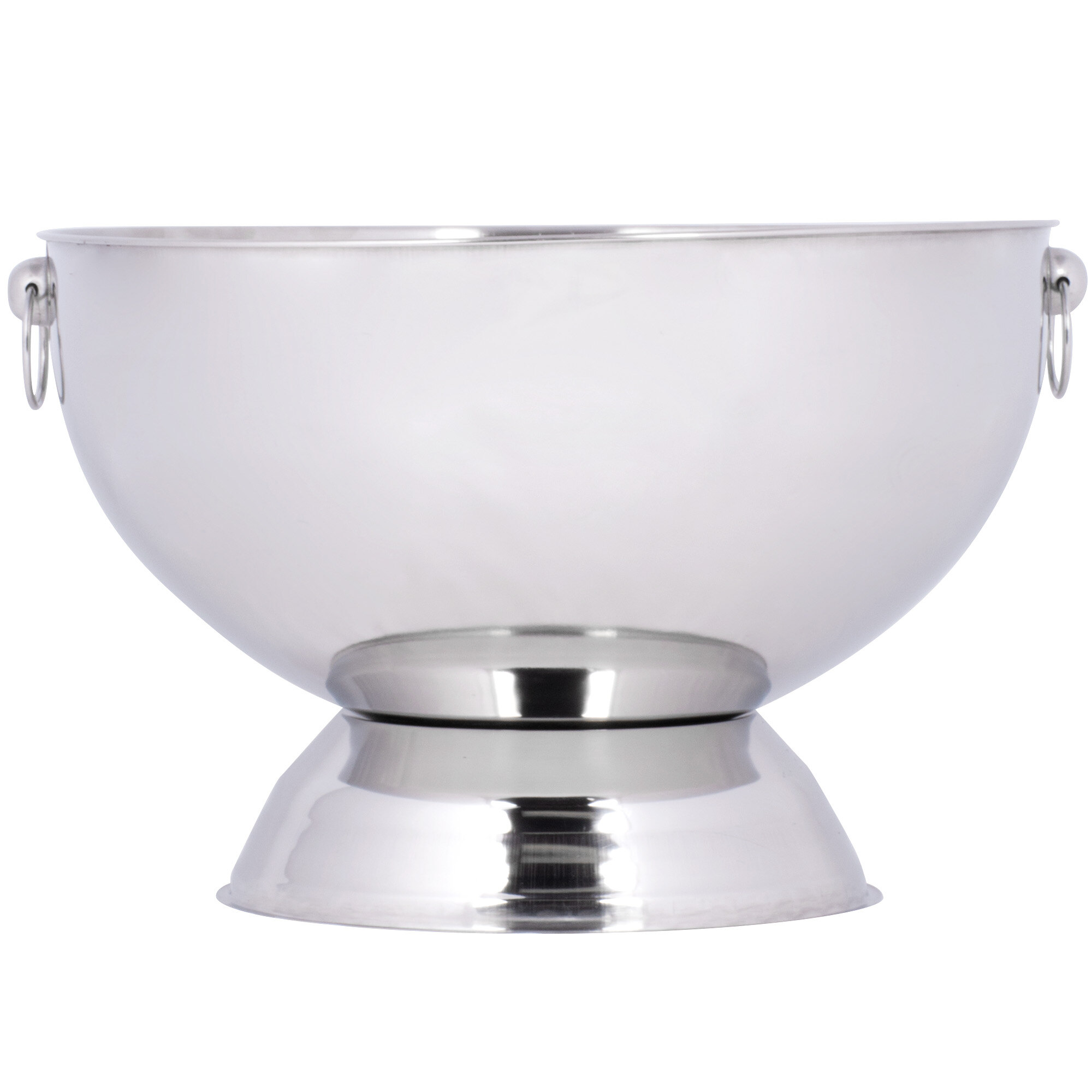 14 Qt. Stainless Steel Punch Bowl with Decorative Handle Rings and