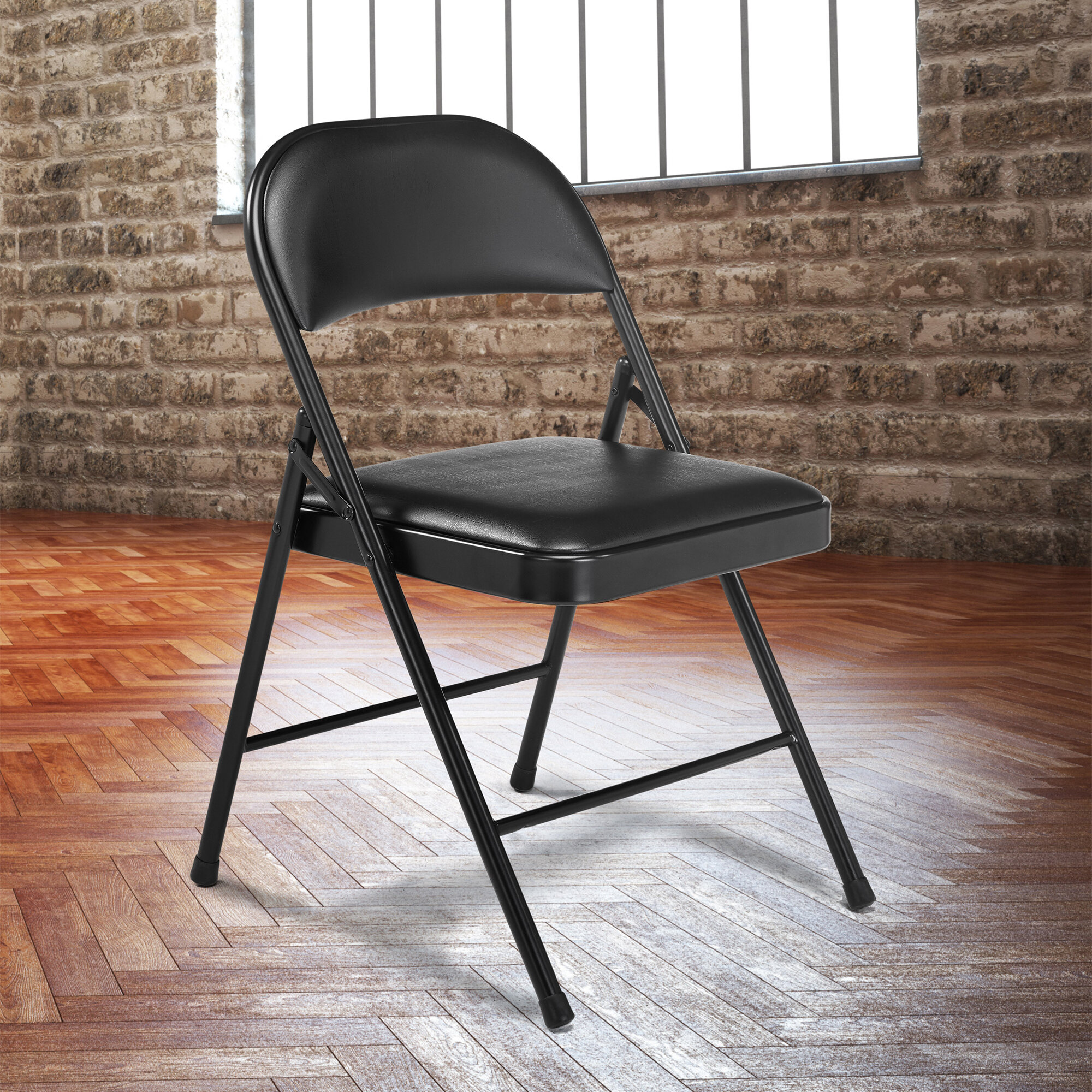 National Public Seating 950 Commercialine Black Metal Folding Chair