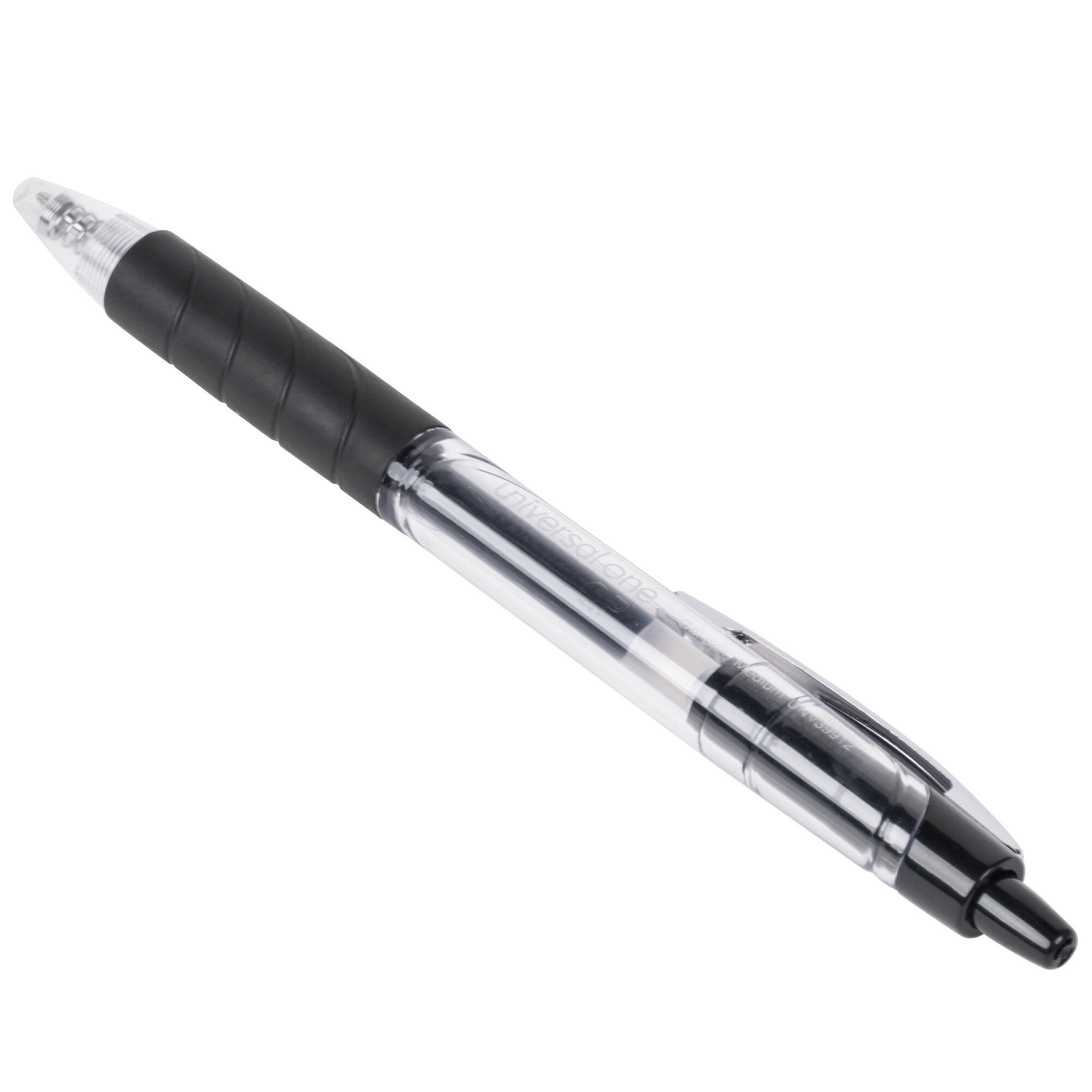 Universal One UNV39912 Black Medium Point 0.7mm Clear Retractable