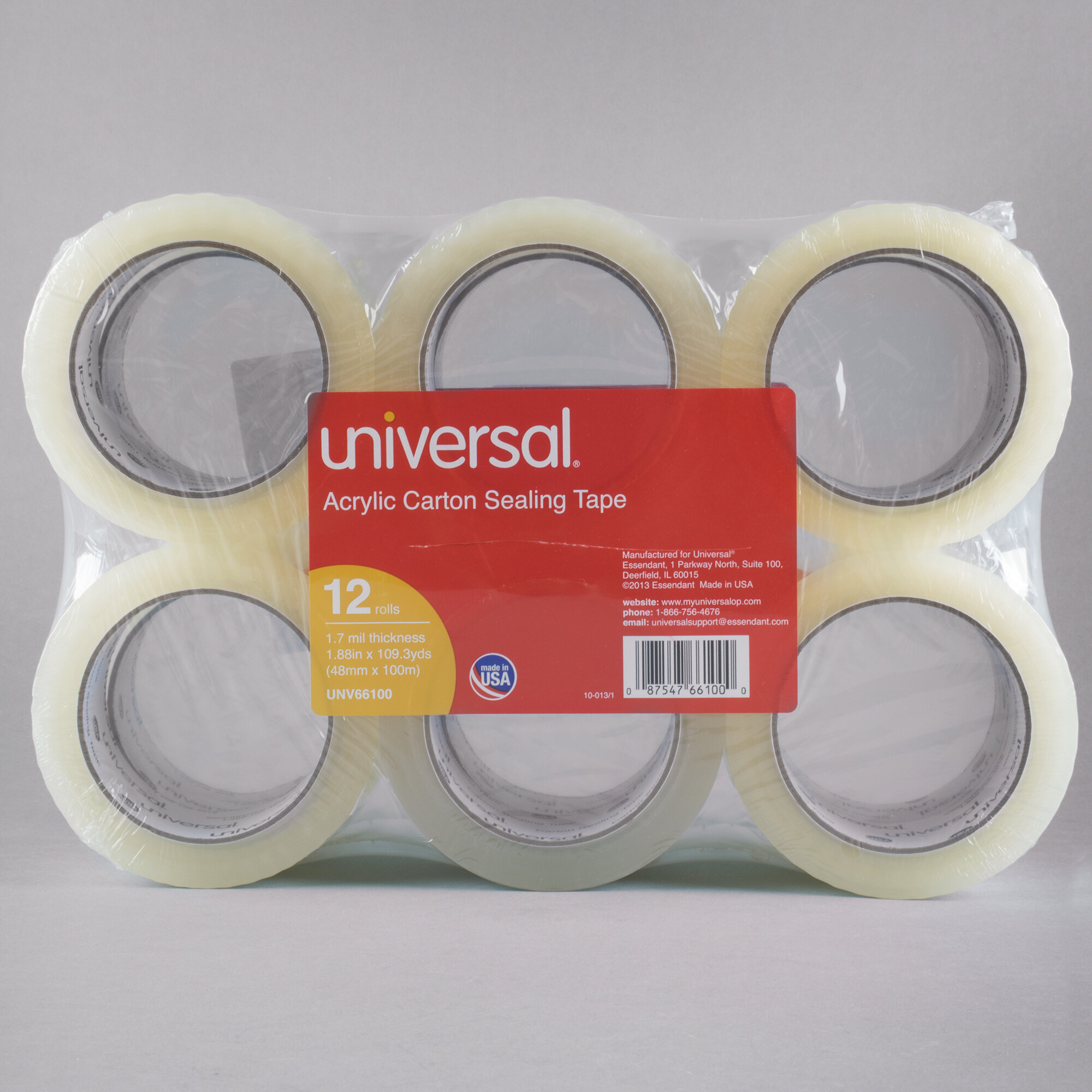 Universal One UNV66100 2" x 110 Yards Clear General Purpose Acrylic Box