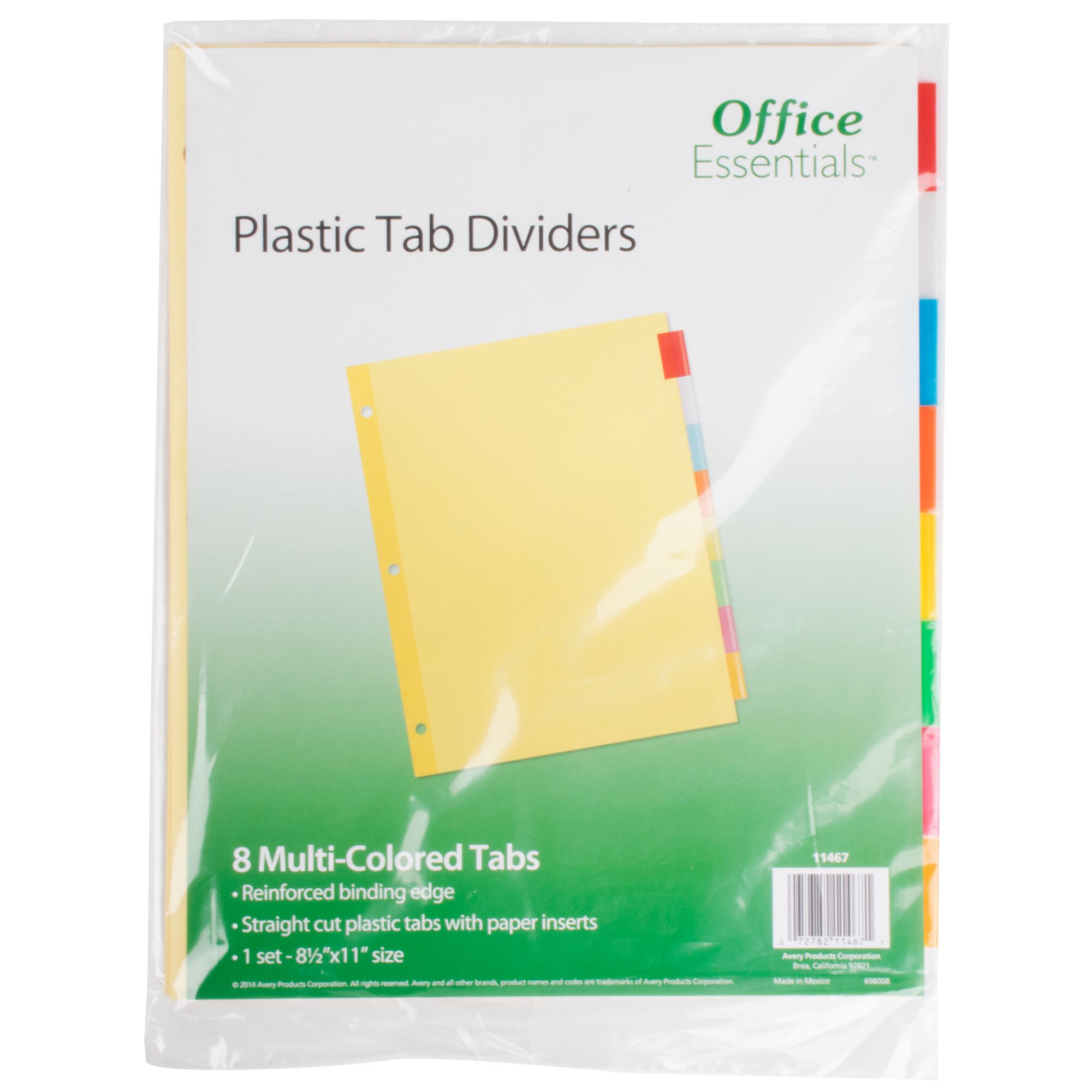 Avery Office Essentials 11467 8-Tab Multi-Color Insertable Tab Dividers