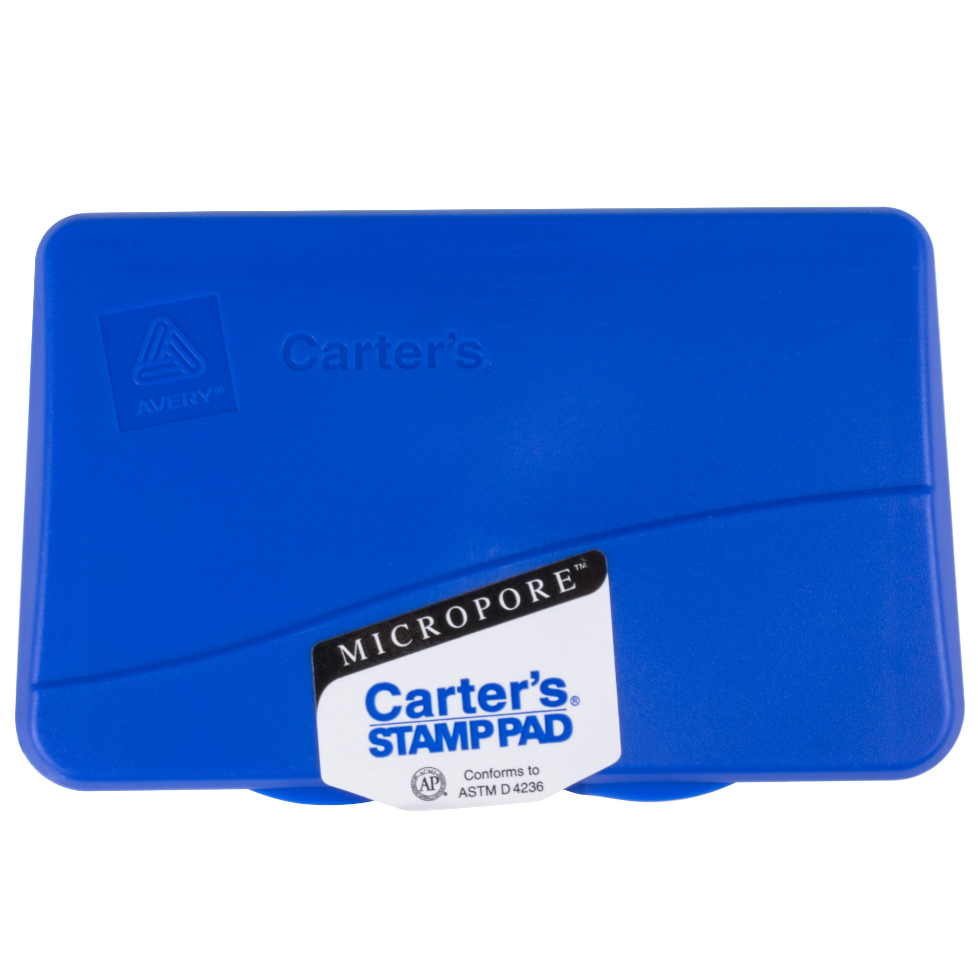 Avery 21261 Carter's 4 1/4" x 2 3/4" Blue PreInked Micropore Stamp Pad