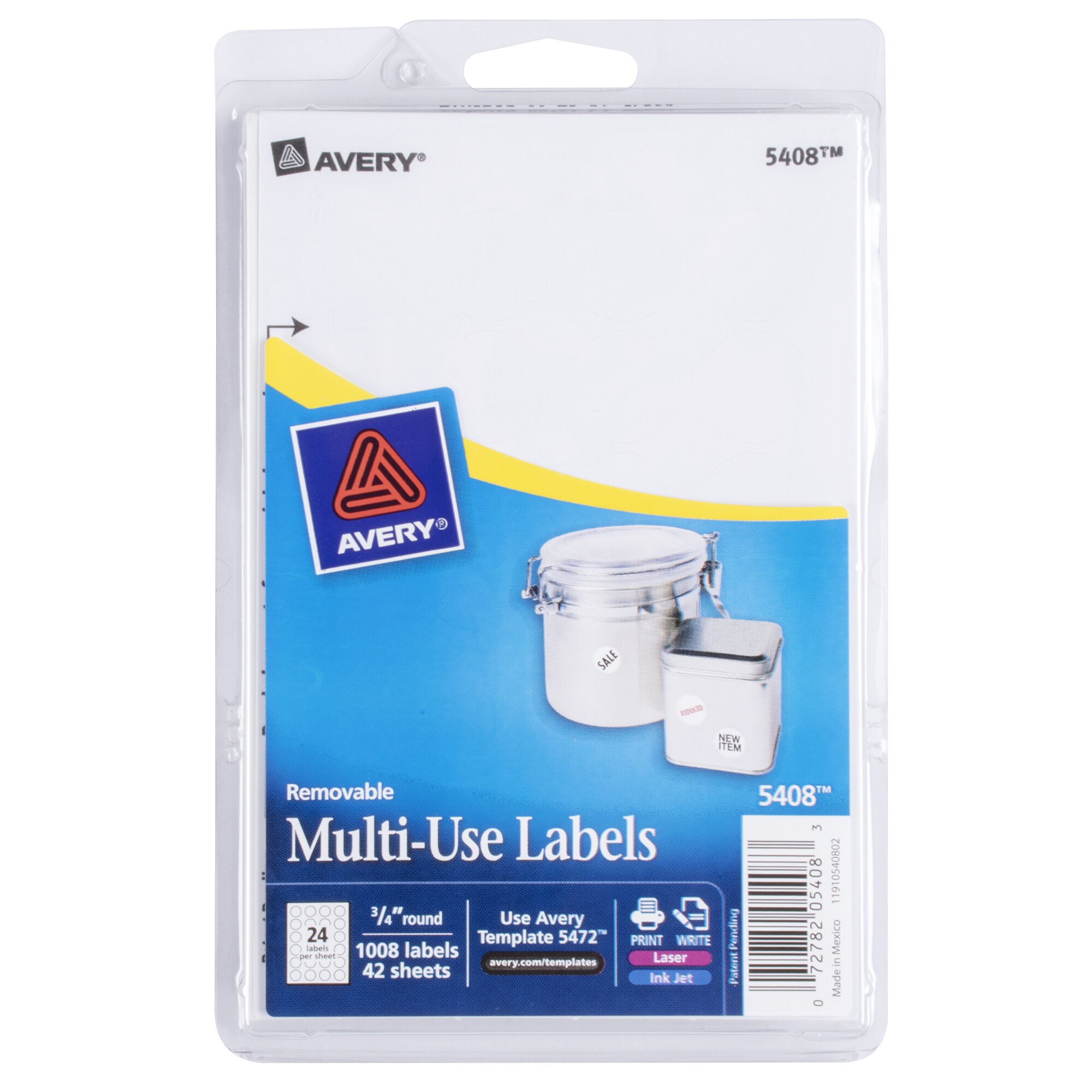 Avery 5408 3 4 White Round Removable Write On Printable Labels 