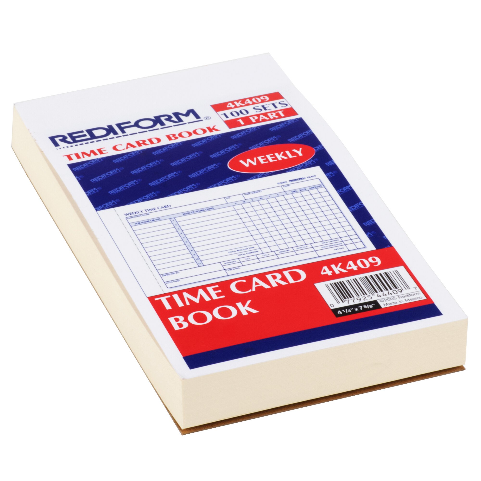 Rediform Office 4K409 Weekly Employee Time Card Book 100 Sheets Rediform RED4K409