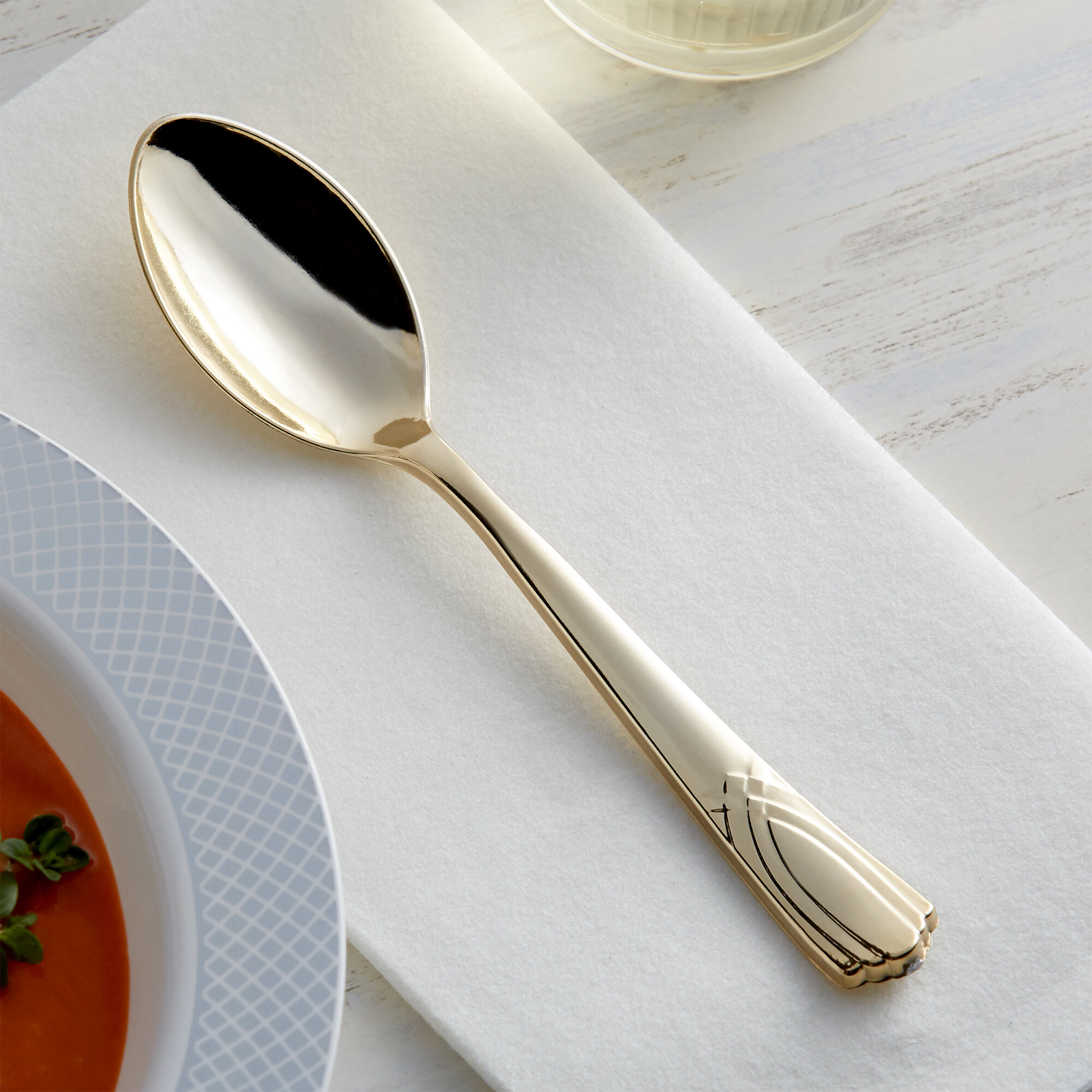 Gold Plastic Spoons Gold Visions 6 1/2" Gold Look Heavy Weight