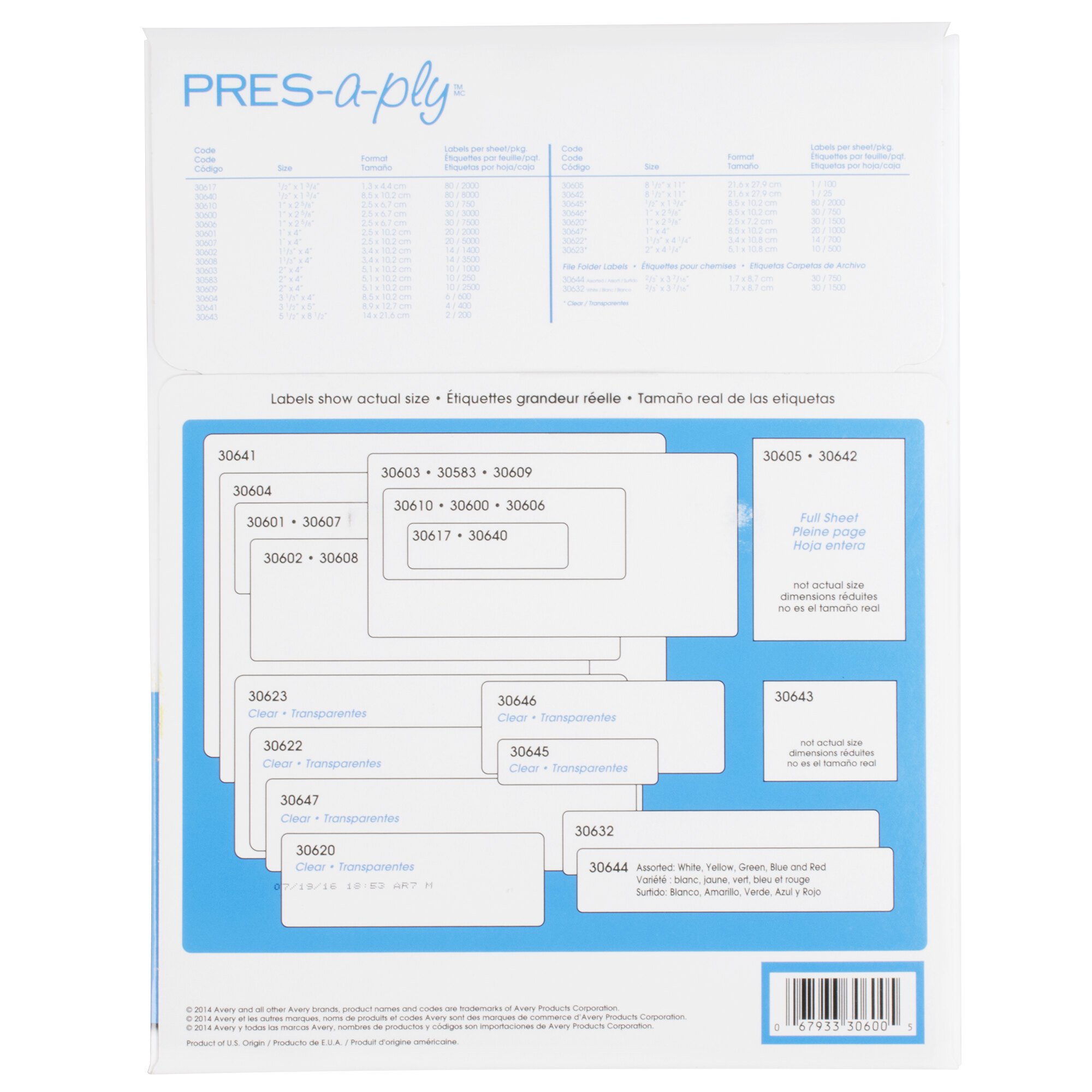 Avery 30600 PRESaply 1" x 2 5/8" White Rectangular Laser Address