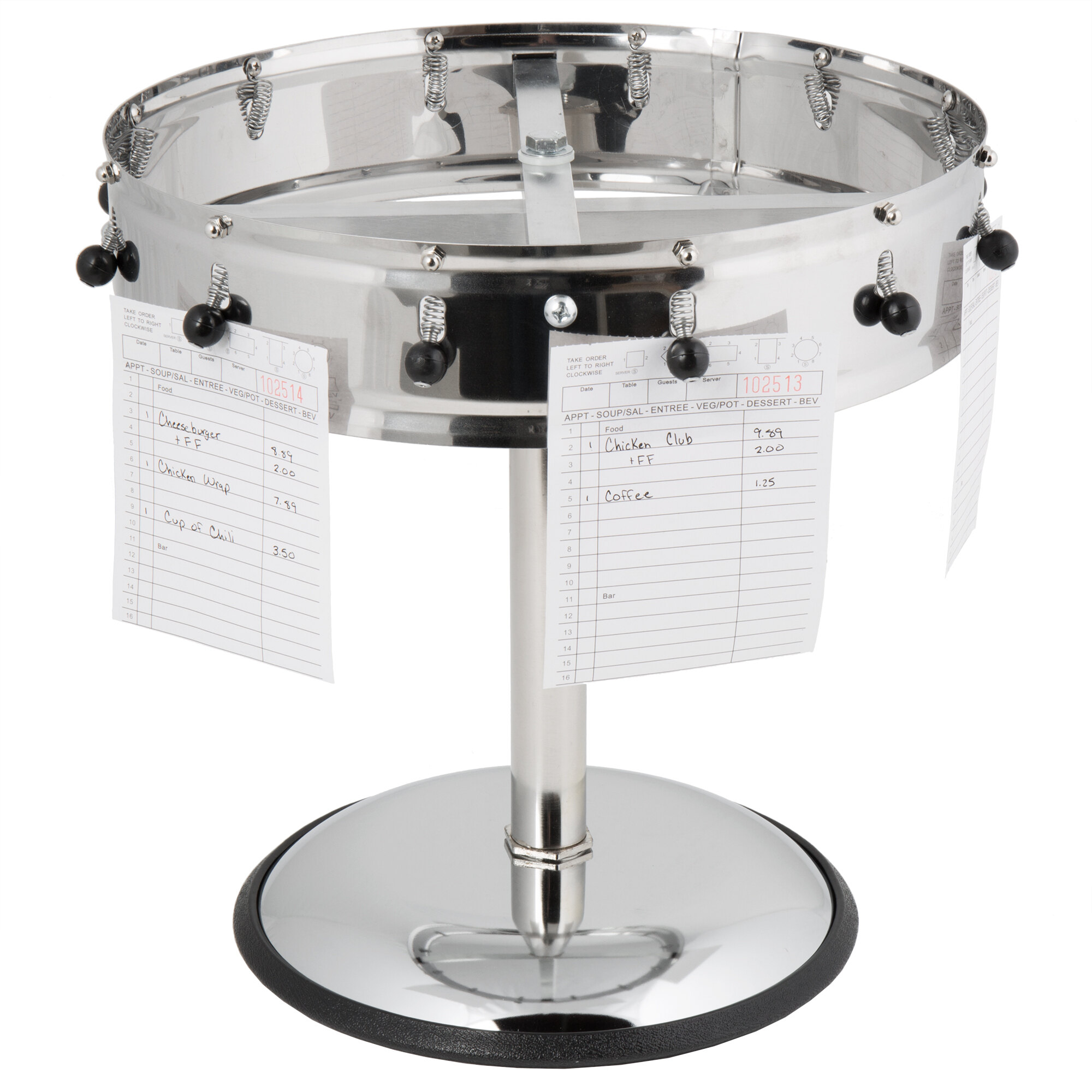 Carlisle 3812MP 14" Stainless Steel 12 Clip with Pedestal Base Portable Order Wheel Ticket Holder