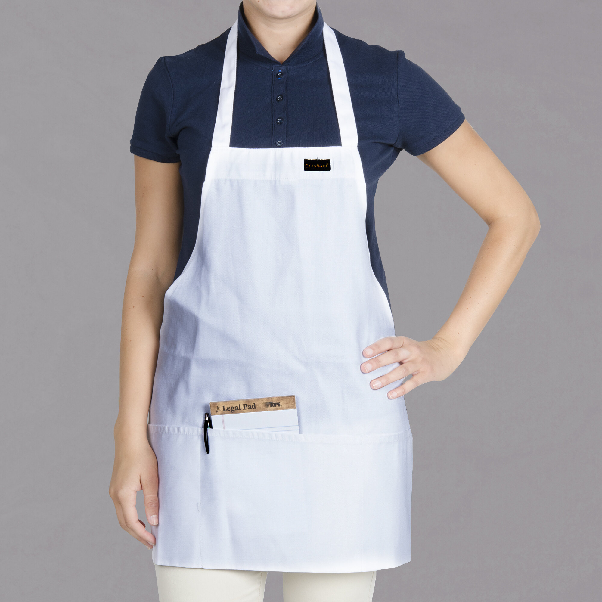 Chef Revival White Poly Cotton Customizable Bib Apron With 1 Pocket 28l X 25w 