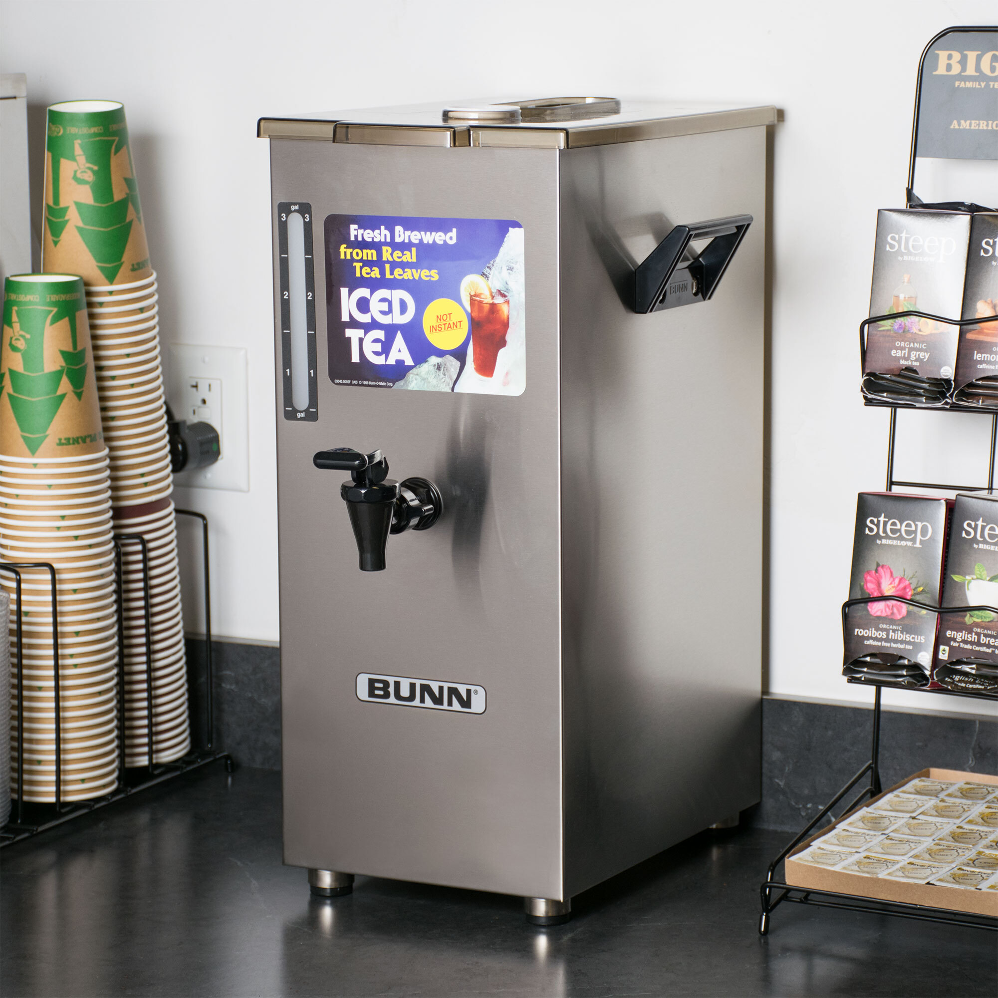 Bunn 03250.0005 TD4T Tall 4 Gallon Square Iced Tea Dispenser with Brew