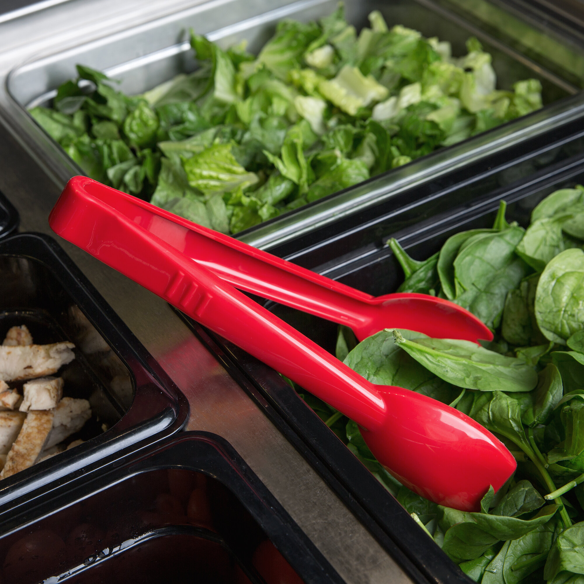 Carlisle 460905 Carly 9" Red Plastic Salad Tongs