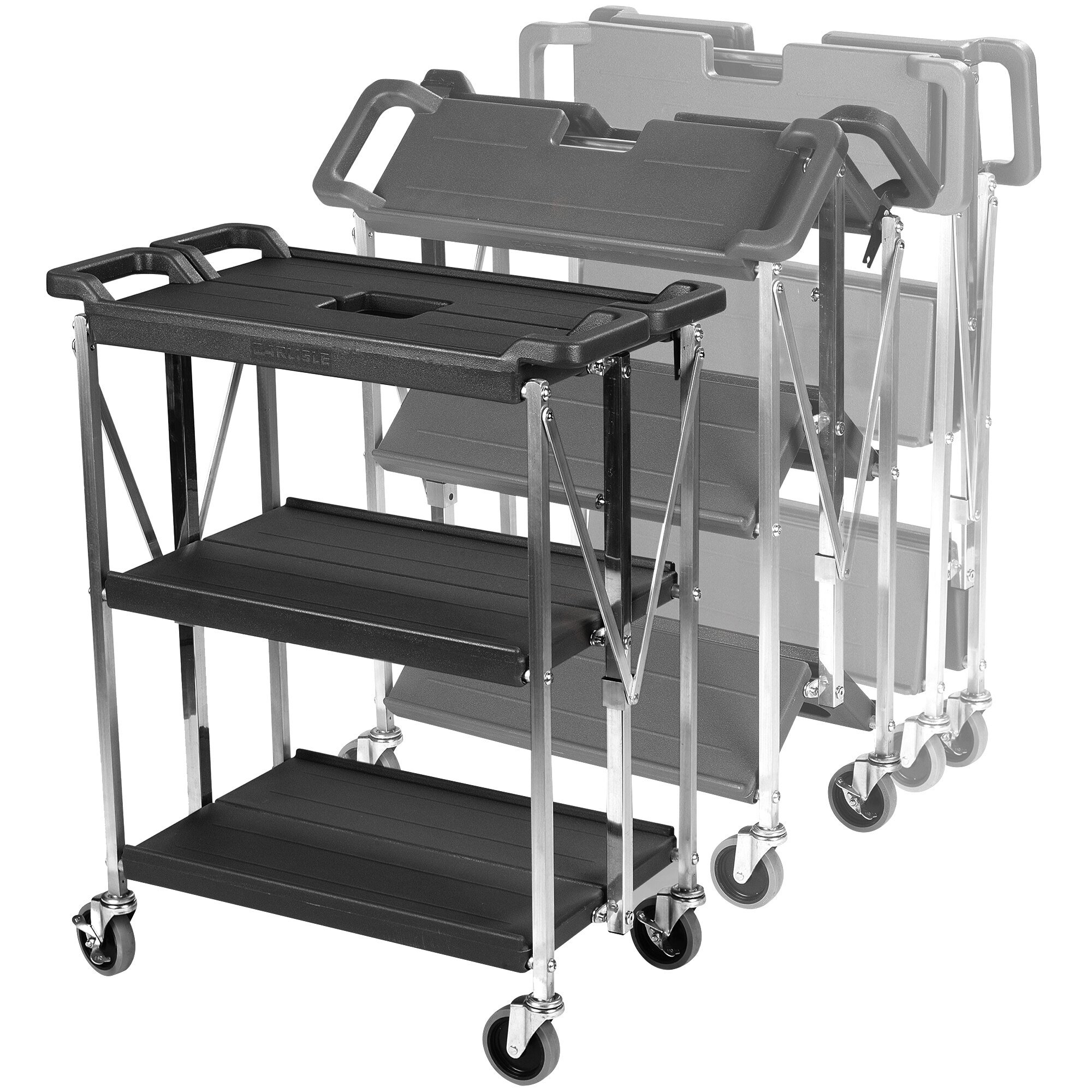 Carlisle SBC152103 Fold 'N Go 15" x 21" Black Folding Utility Cart