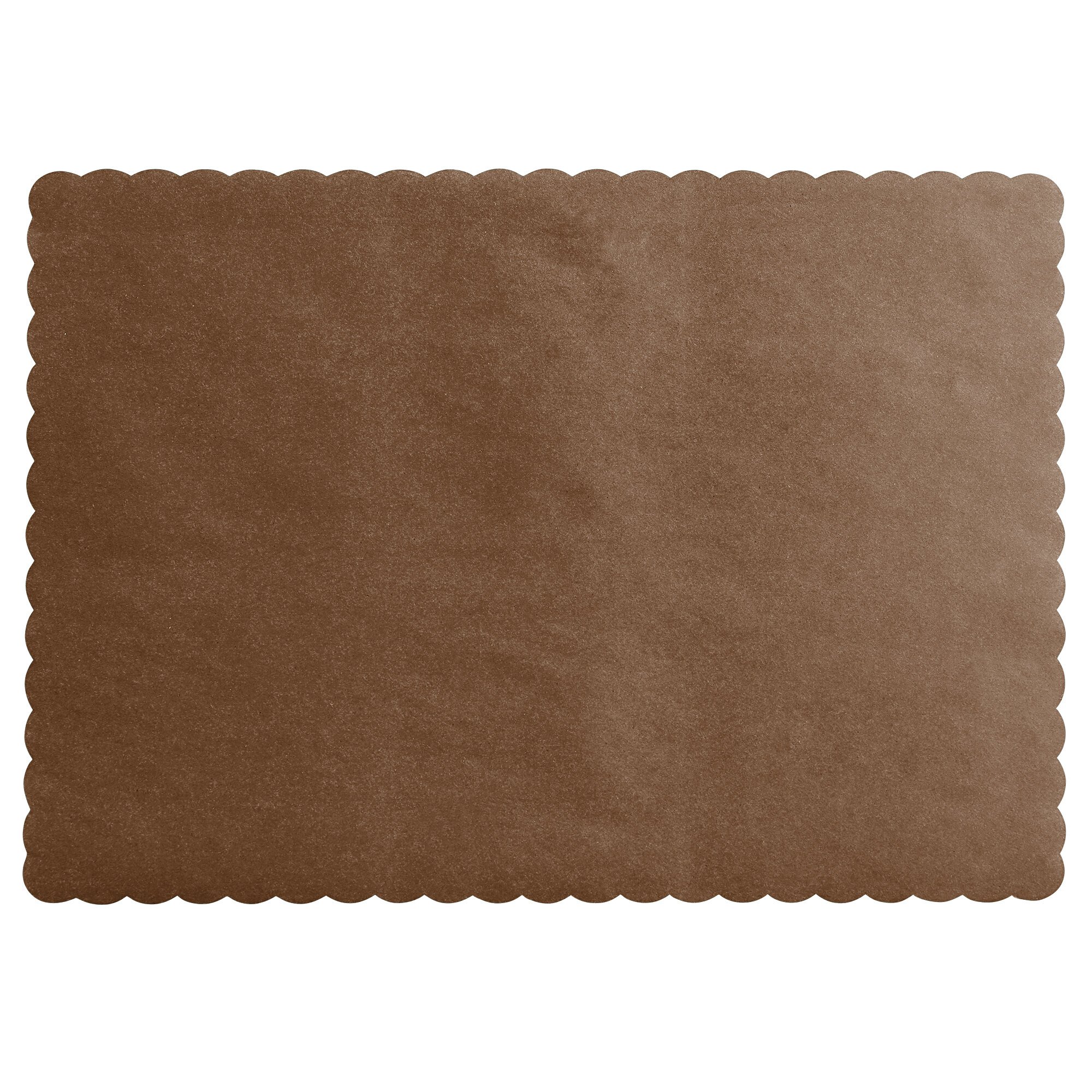 Choice 10" x 14" Brown Colored Paper Placemat with Scalloped Edge