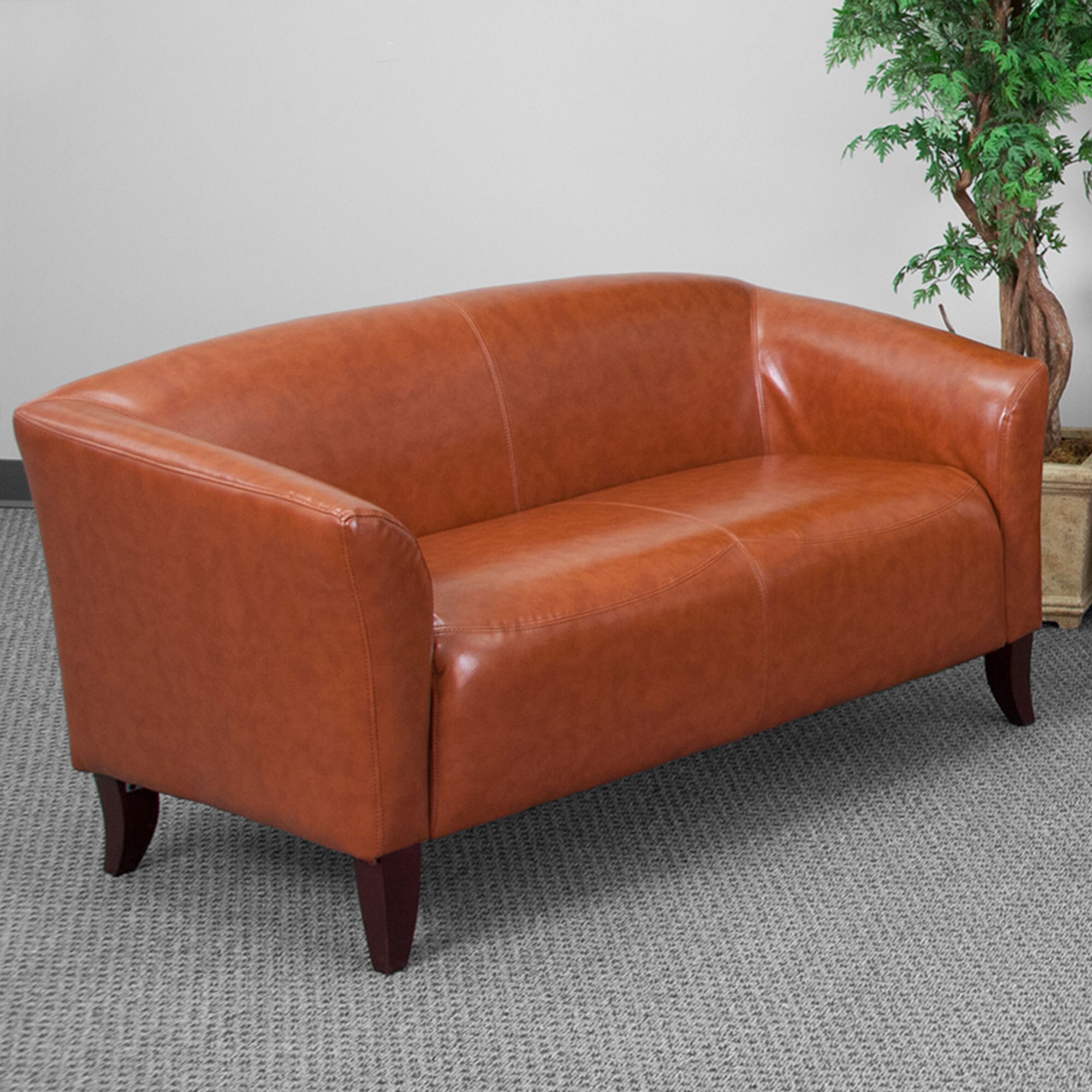 Flash Furniture 111-2-CG-GG Hercules Imperial Cognac Leather Loveseat ...