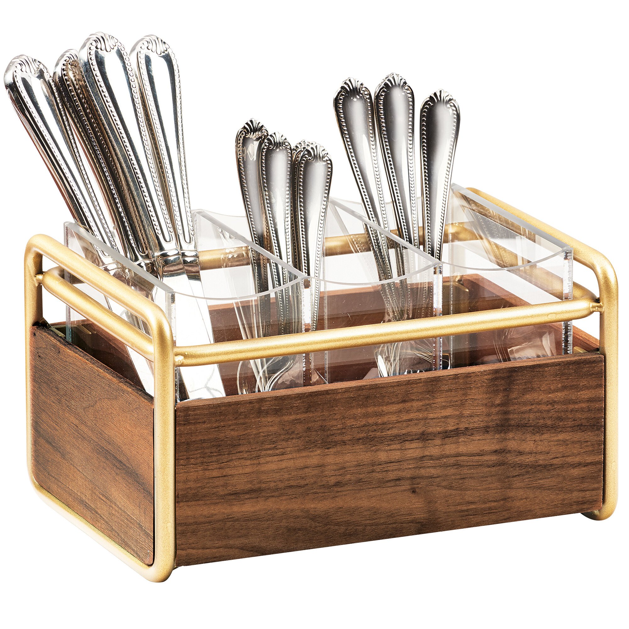 CalMil 370046 MidCentury Flatware Organizer with Brass