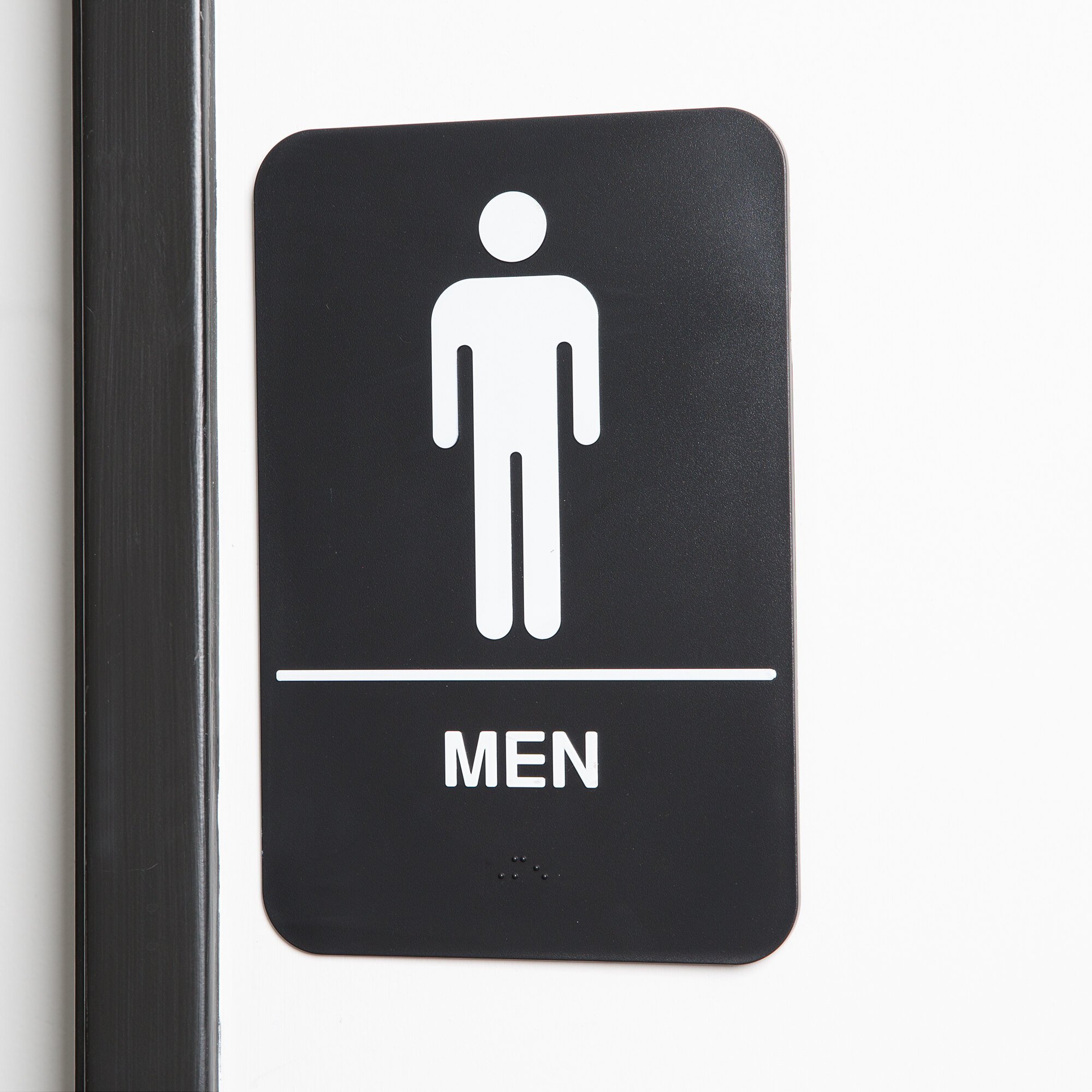 Ada Men's Restroom Sign With Braille - Black And White, 9