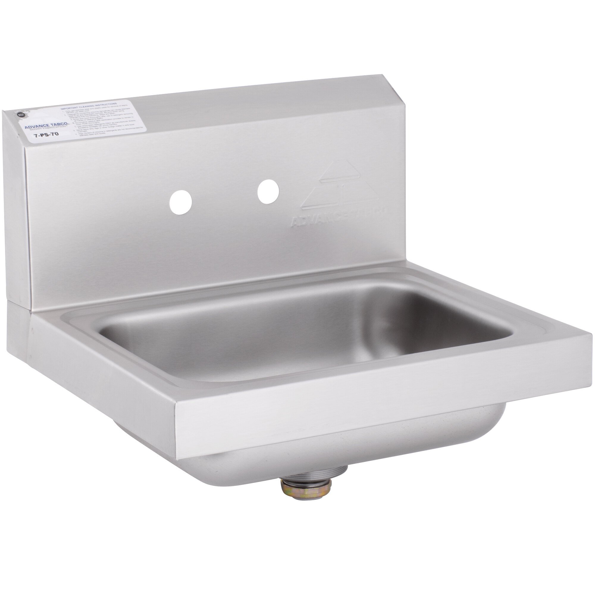 Advance Tabco 7-PS-70 Hand Sink with Two Splash Faucet Holes - 17