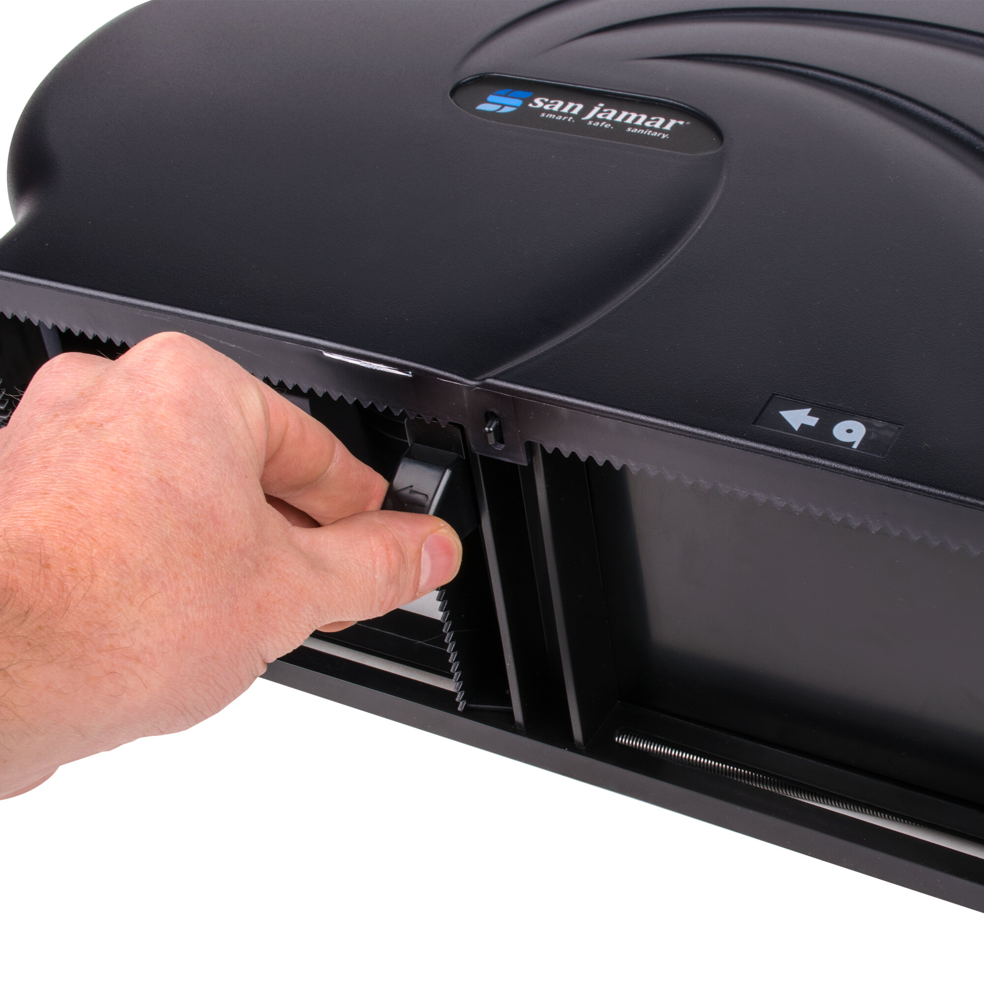 San Jamar R4090TBK Twin Oceans 9" Double Roll Jumbo Toilet Tissue