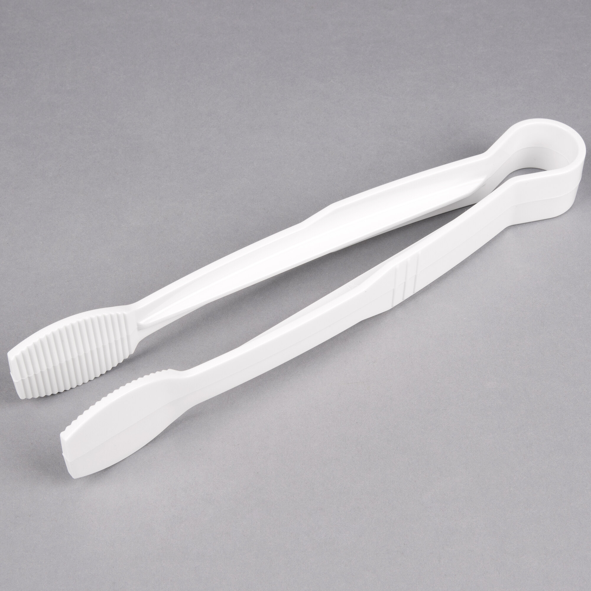 White 12" Polycarbonate Flat Grip Tongs