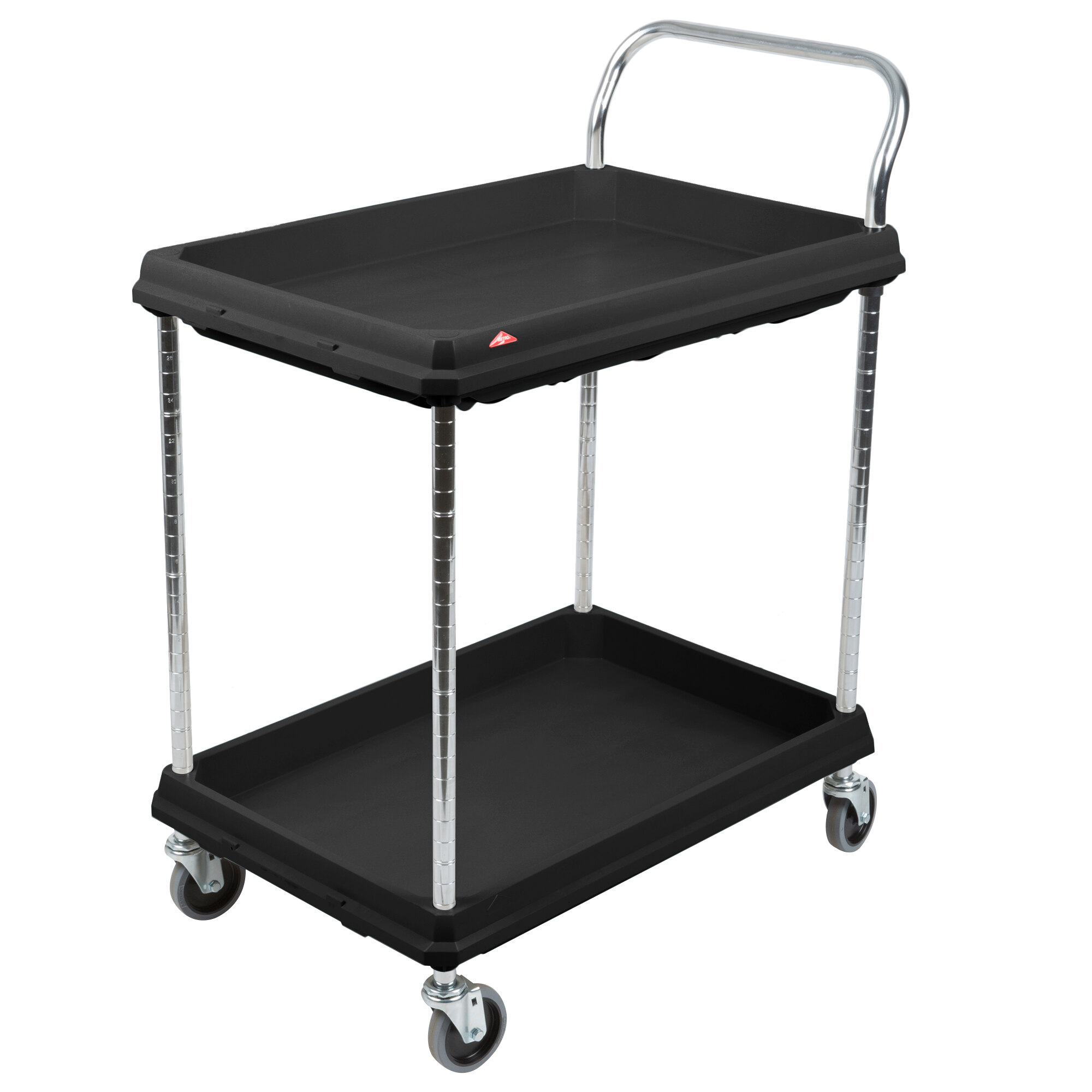 Metro BC20302DBL Black Utility Cart with Two Deep Ledge Shelves 32 3/4