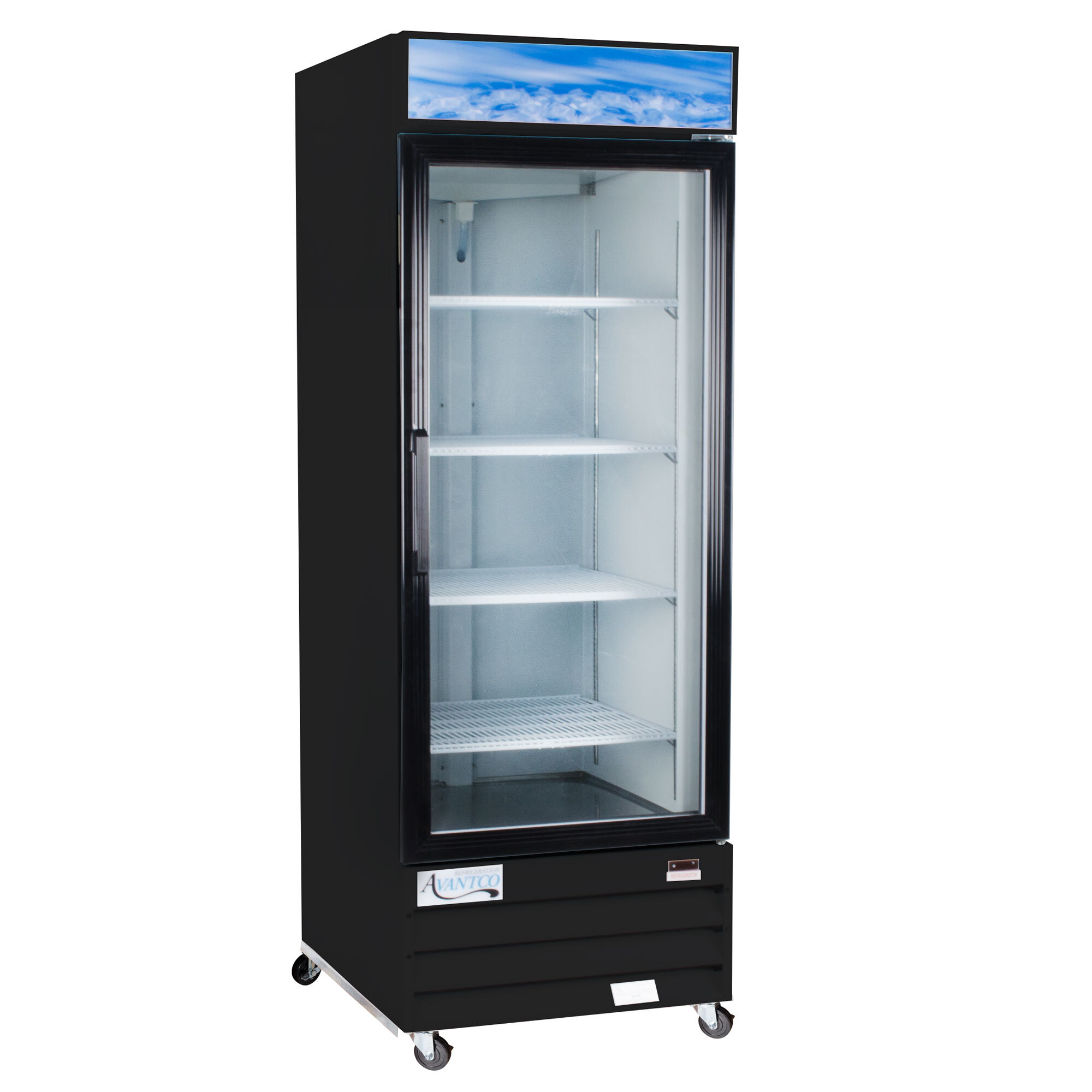 Avantco GDC23 28" Swing Glass Door Black Merchandiser Refrigerator with LED Lighting