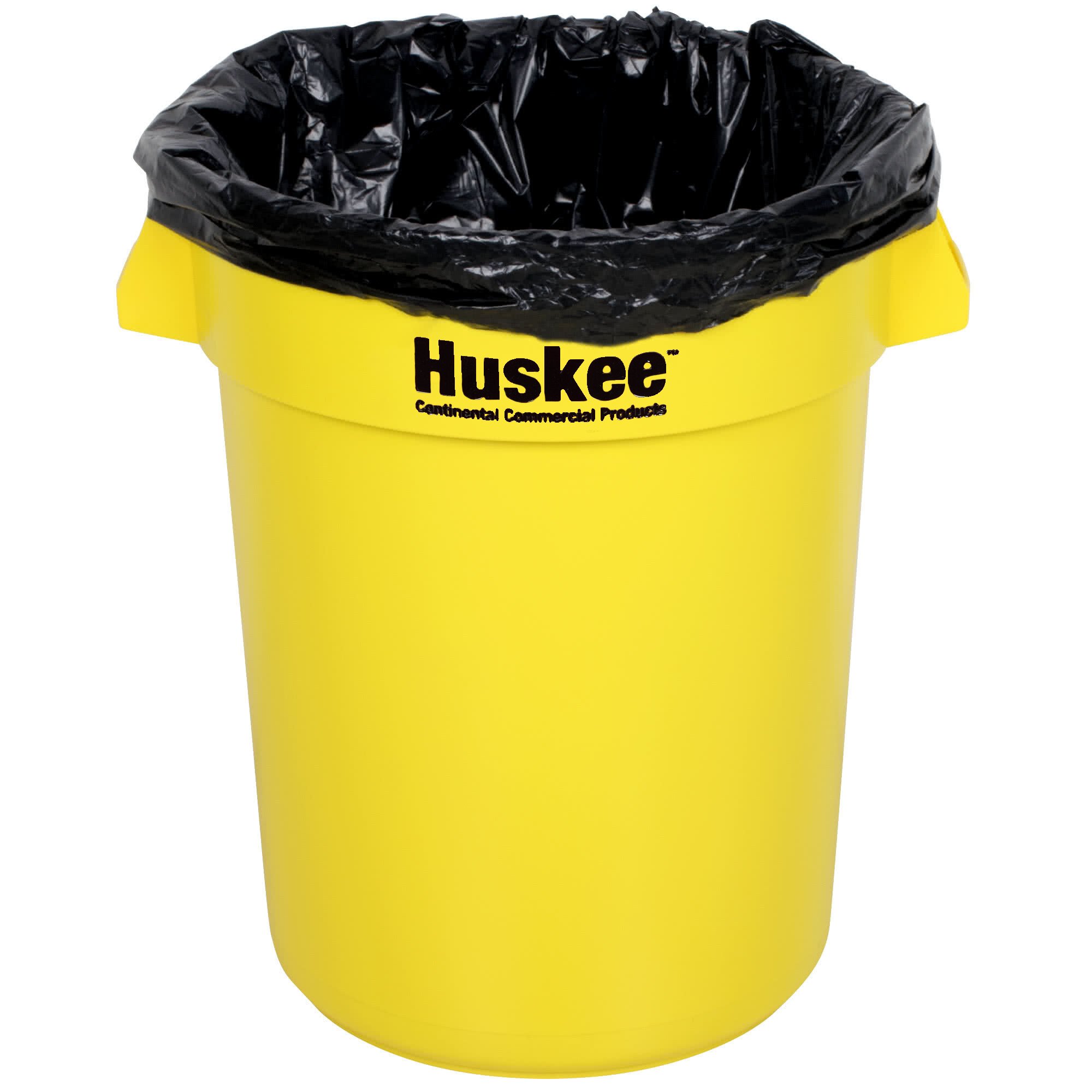 Continental 3200YW Huskee 32 Gallon Yellow Round Trash Can