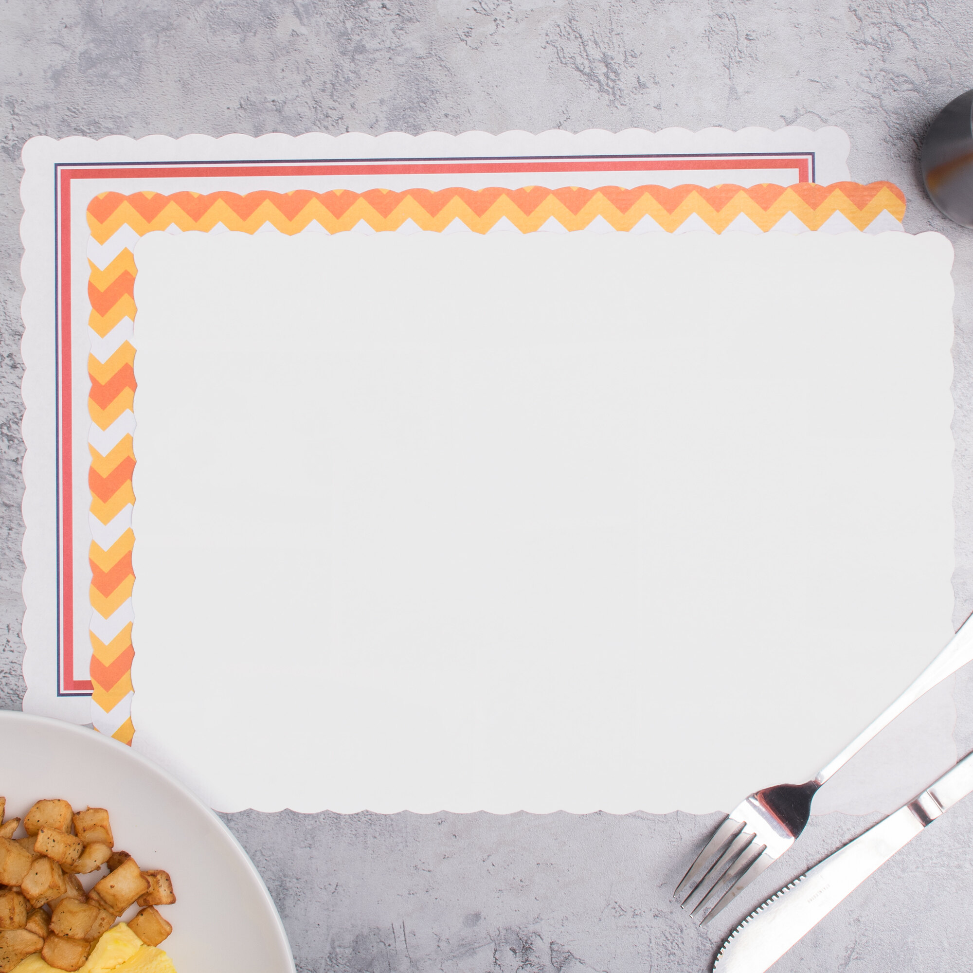10" x 14" Customizable Paper Placemat with Scalloped Edge 1000/Case
