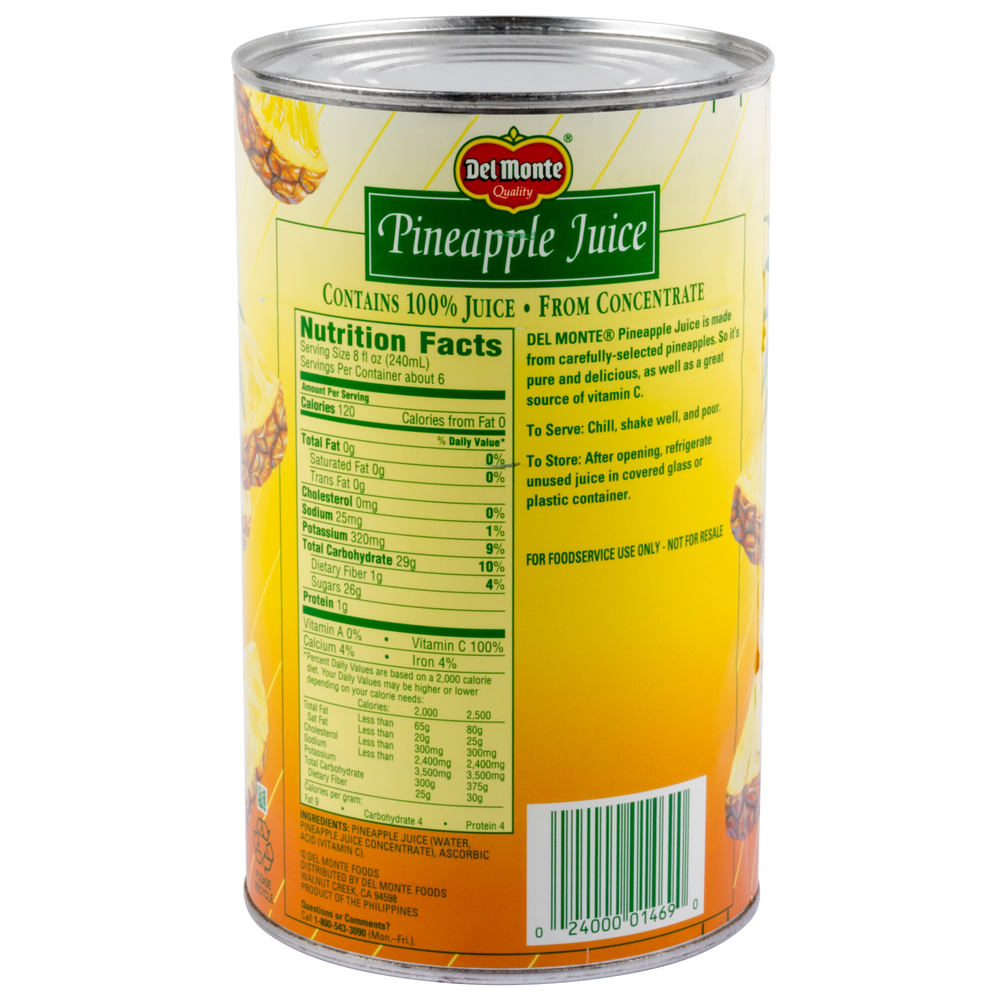 Canned Pineapple Juice 12 46 oz. Cans Per Case