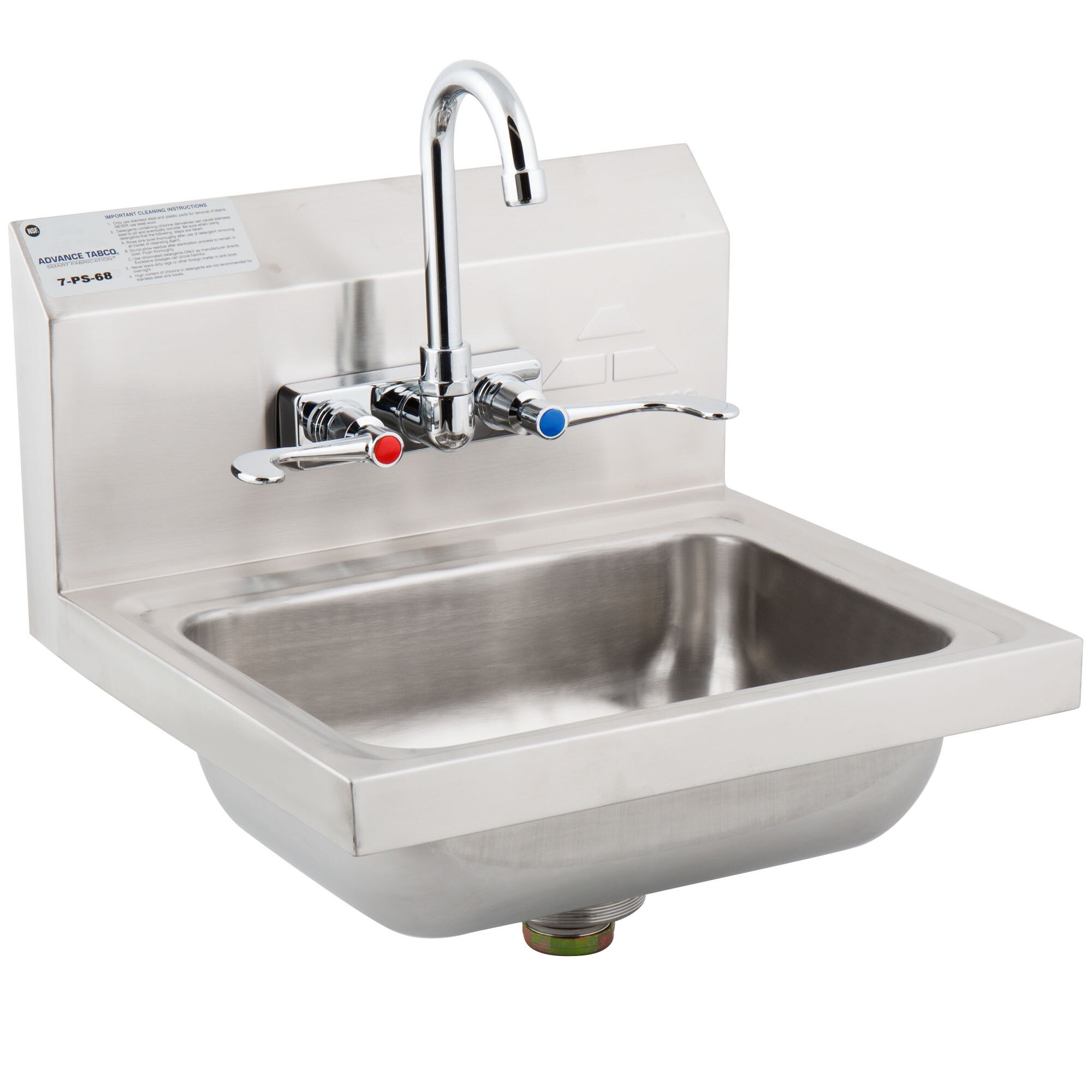 Advance Tabco 7-PS-68 Hand Sink with Splash Mount Faucet and Wrist ...