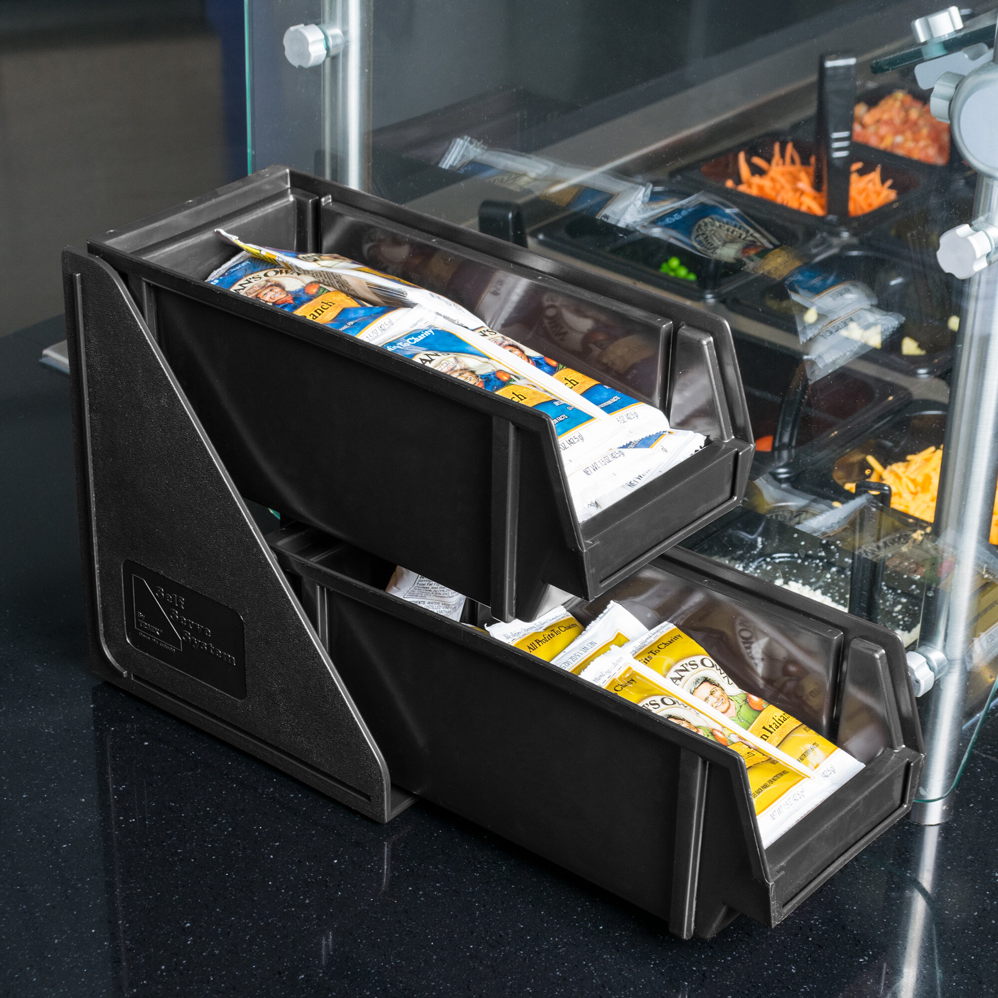 Vollrath 4841-06 Traex® Black Self-Serve Condiment Bin Stand Set with 2 ...