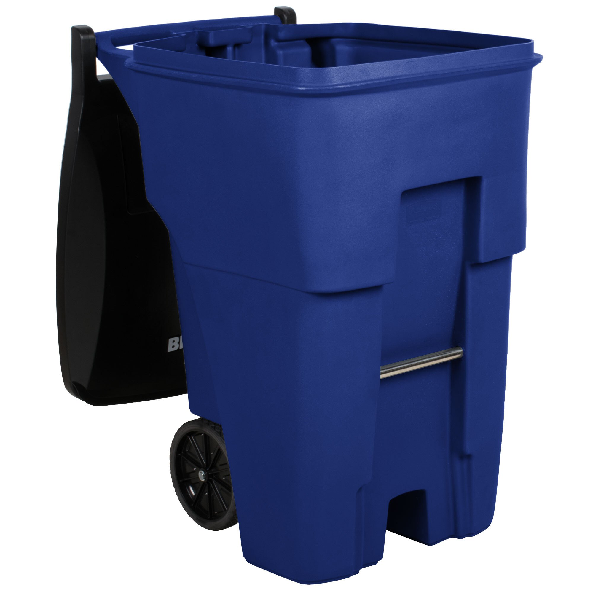 95 Gallon Blue Rollout Trash Can w/ Lid Rubbermaid Brute