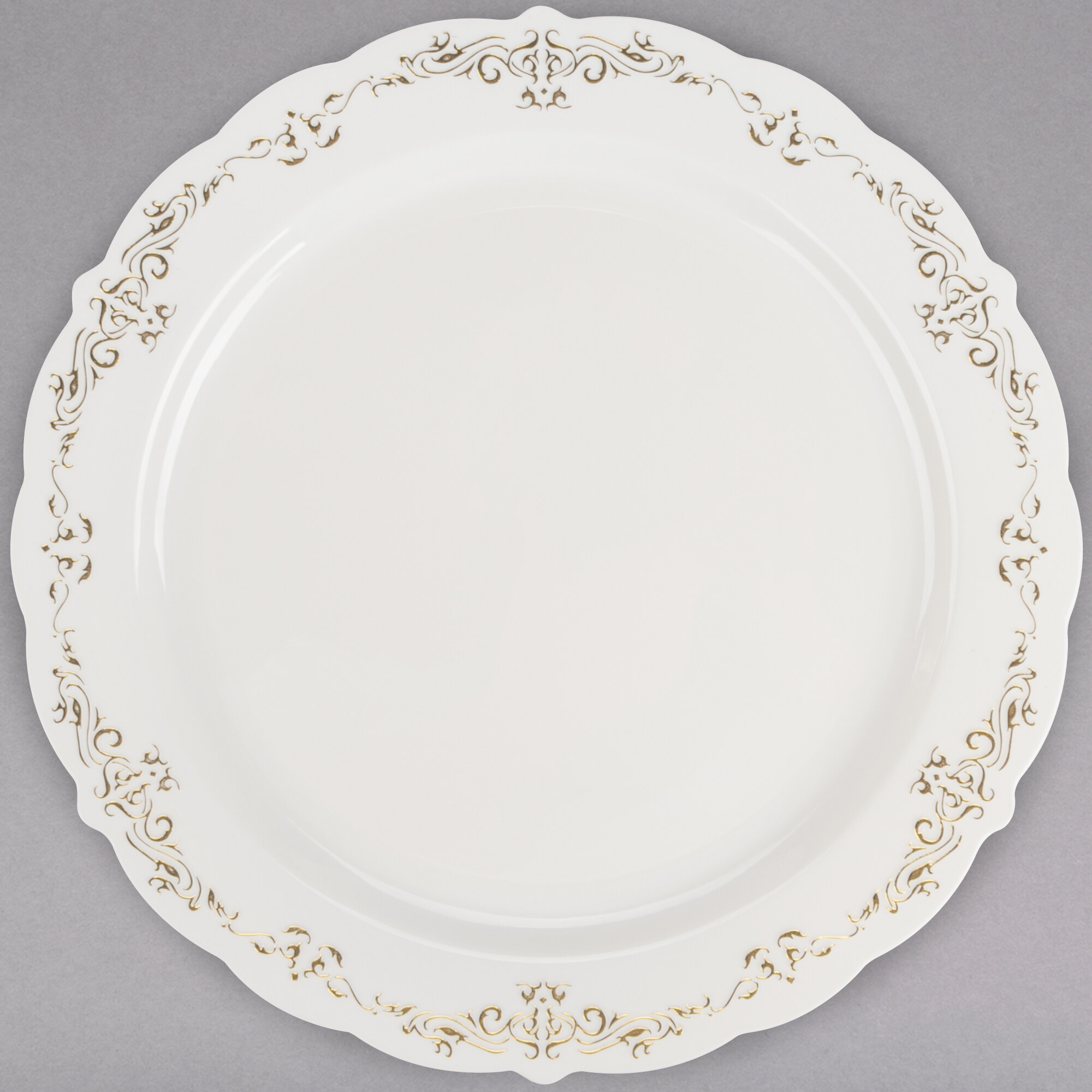 Fineline 5910BOG Heritage 10" Round Bone / Ivory Plastic Plate with